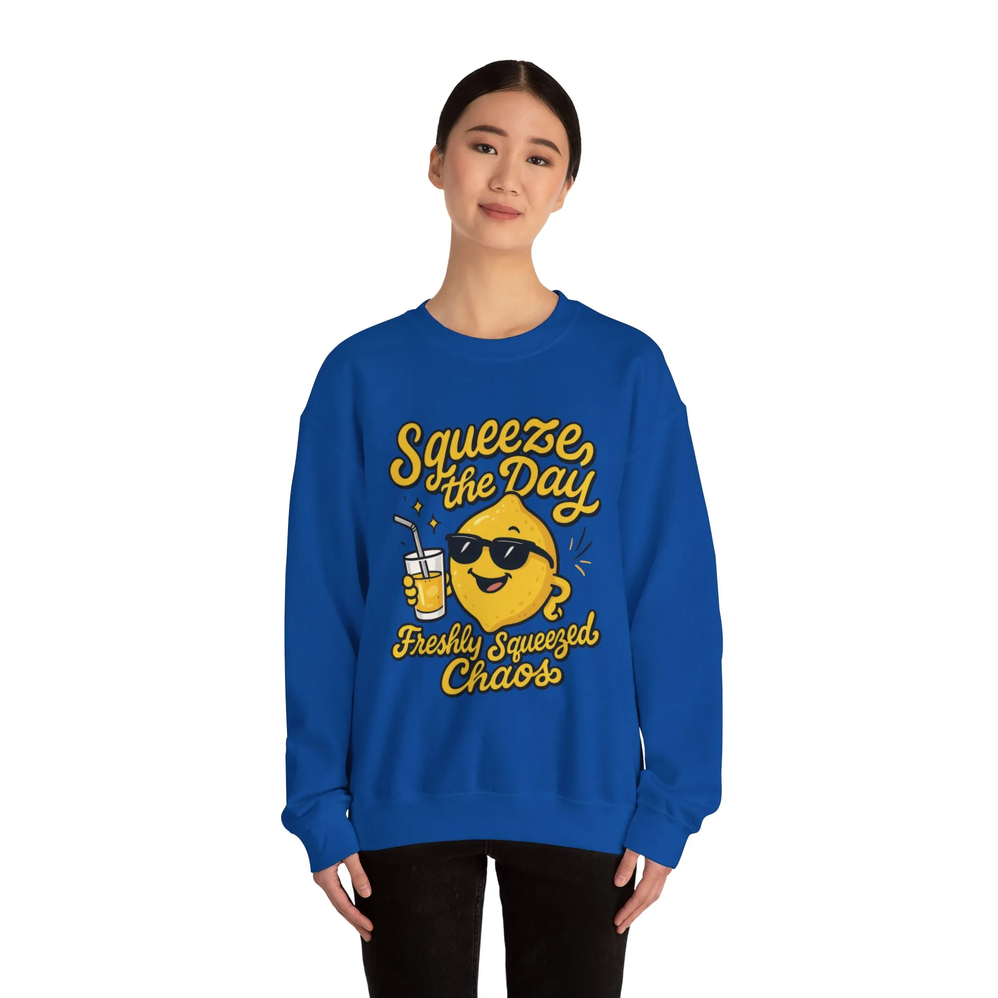 Funny Lemon Womens Sweatshirt - Squeeze The Day Freshly Squeezed Chaos Cozy Pullover - Citrus Positive Crewneck Sweatshirt, Cheerful Fashion - Image 23