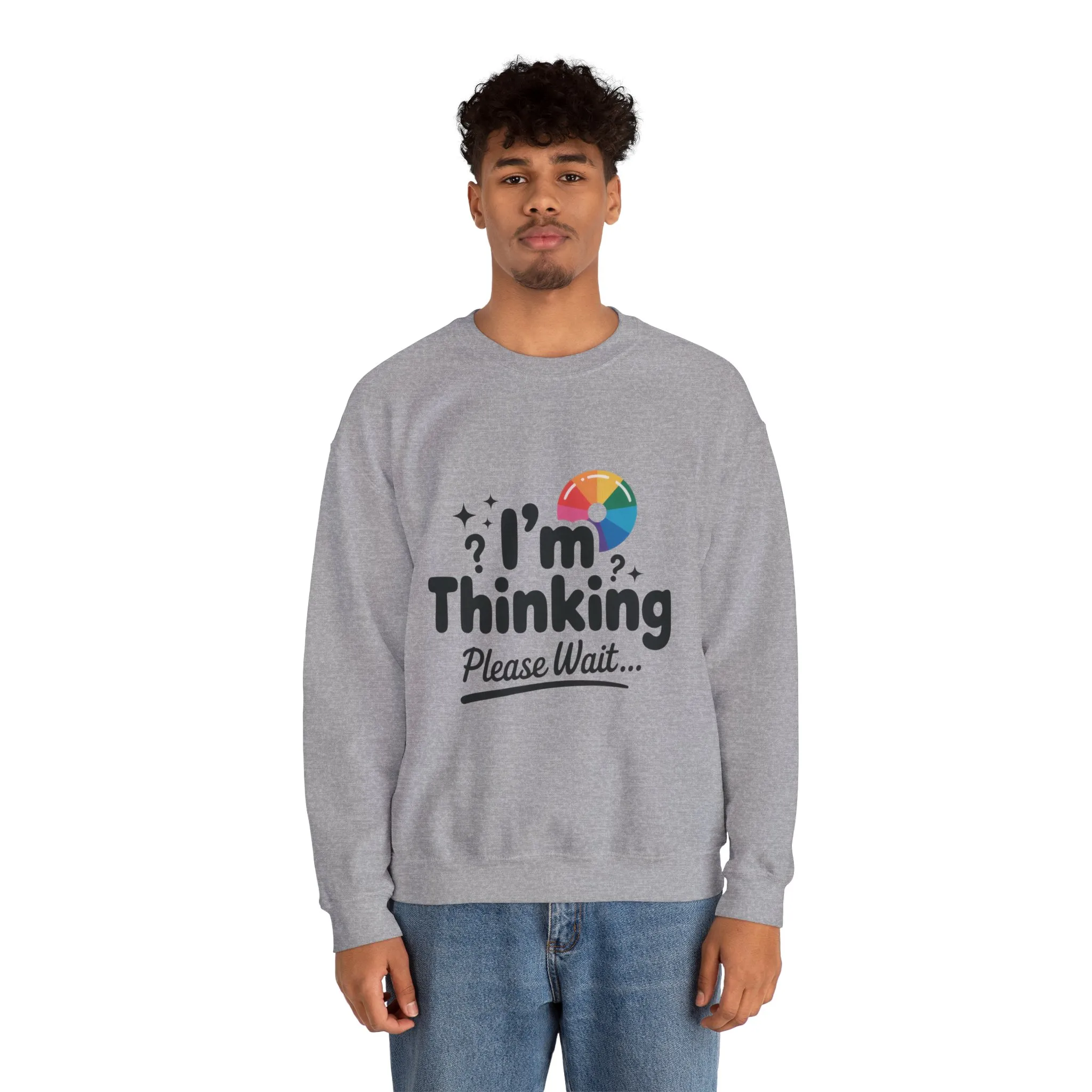Funny - Im Thinking Please Wait - Mens Sweatshirt, Cute Geeky Gift for Introverts, Programmers, Designers, Humor Crewneck, Gift for Adults - Image 7