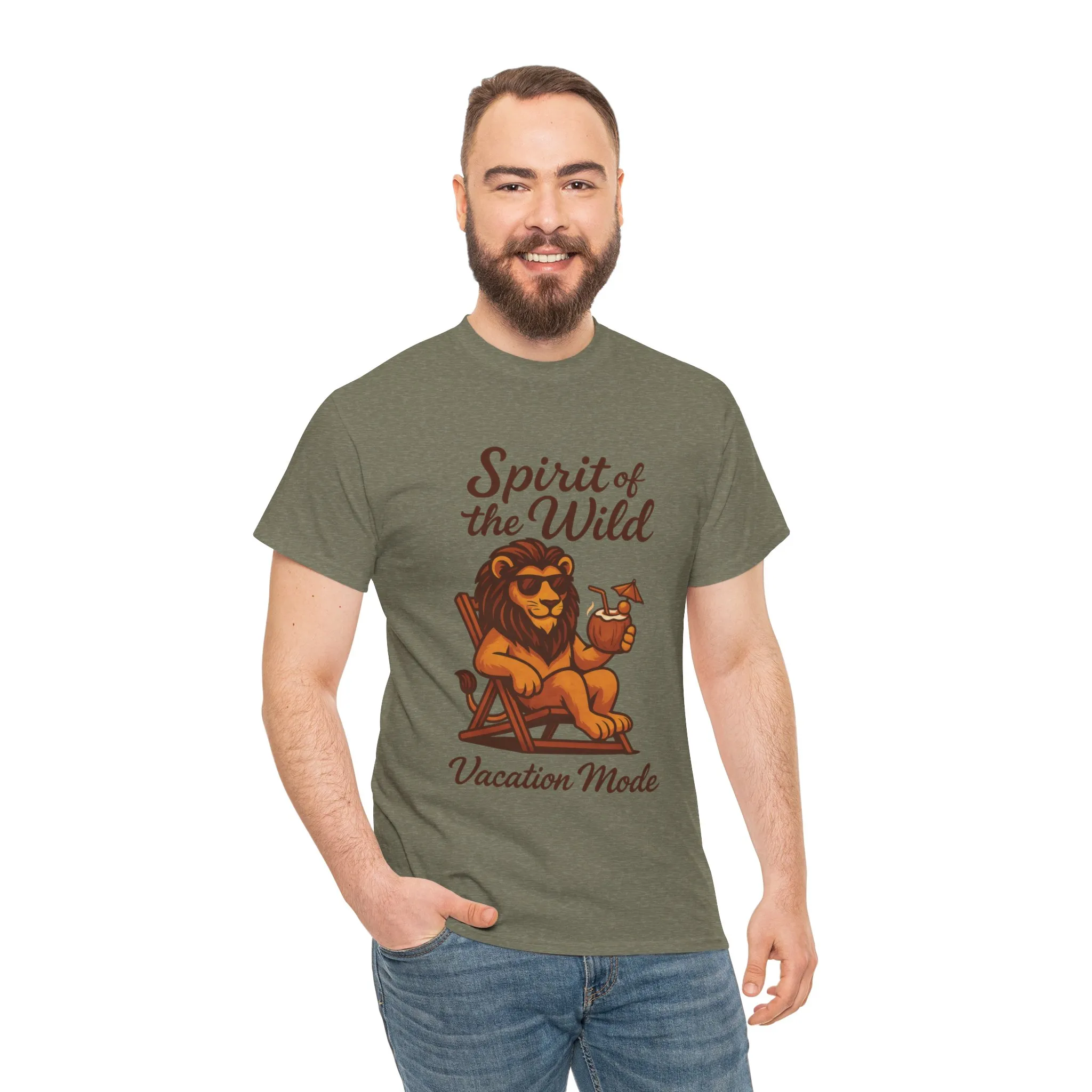 Spirit of the Wild Lion Shirt for Men - Vacation Mode Funny Summer Tee - Relaxed Jungle King Graphic, Vacation Mode, Perfect for Vacations - Image 14