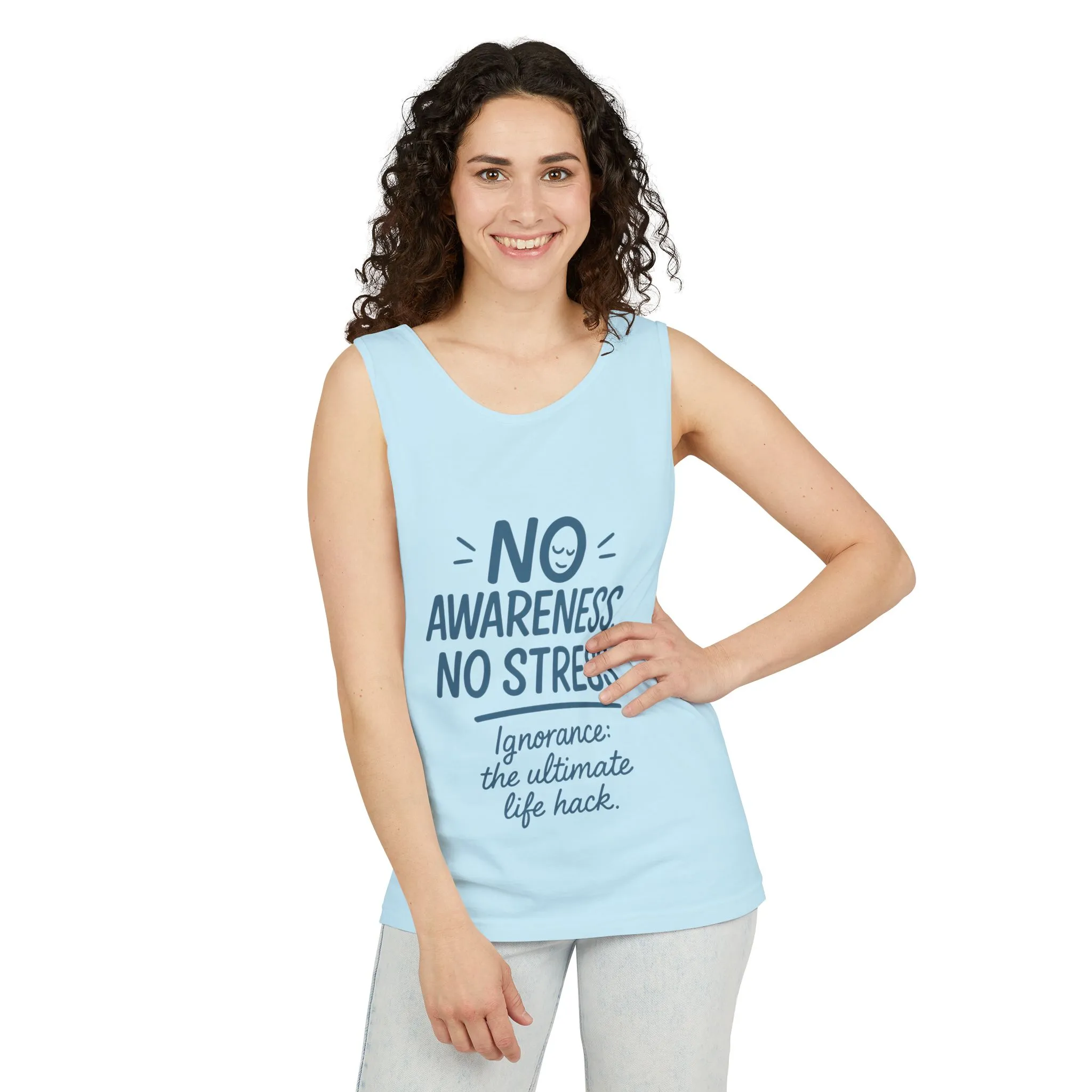 Womens No Awareness Racerback Tank Top, Funny No Stress Quote, Ignorance Life Hack, Workout Sleeveless Shirt, Motivational Shirt, Yoga - Image 14