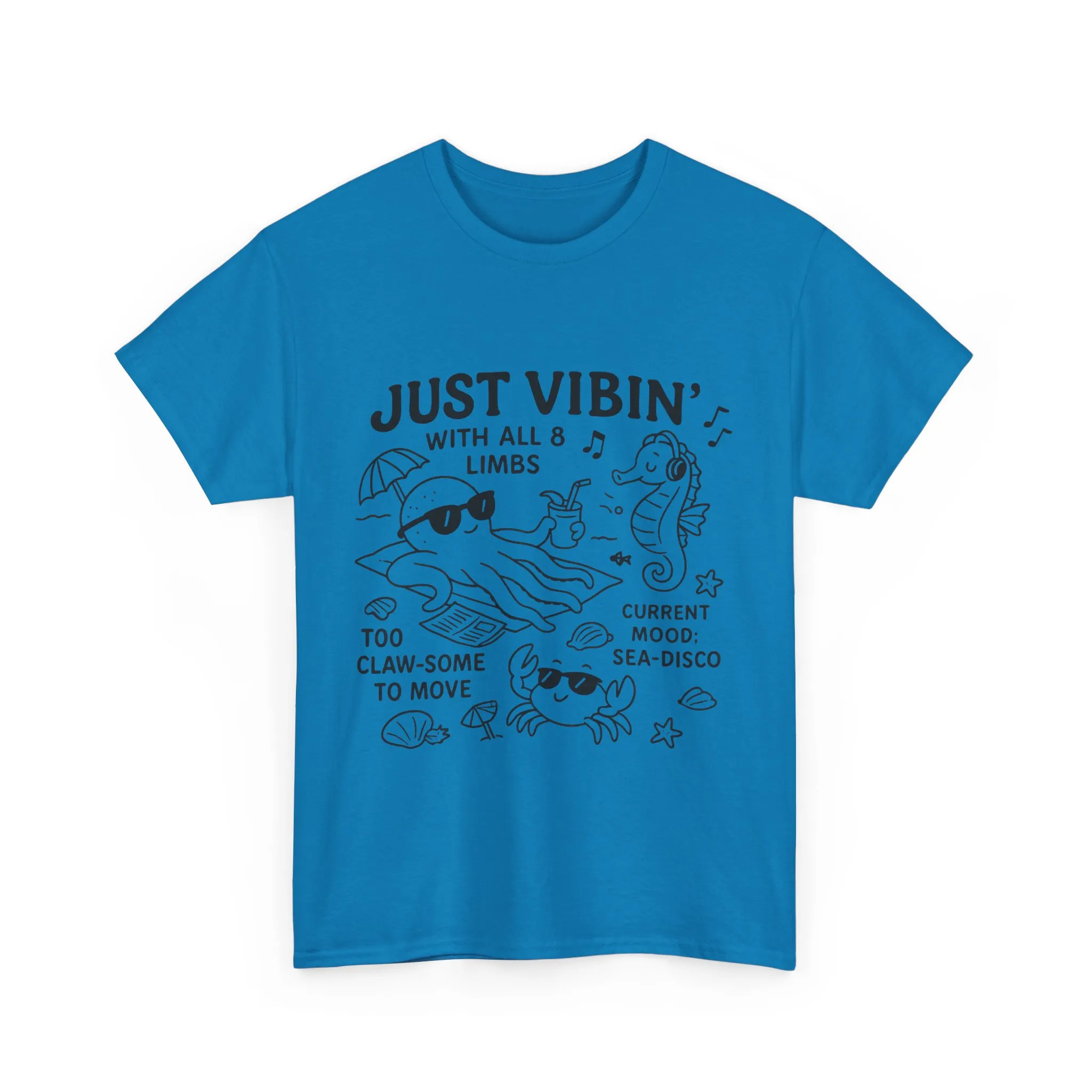 Just Vibin Womens T-Shirt, Cute Octopus & Sea Animals Graphic Tee, Funny Sea Disco Summer Shirt, Beach Vibes Gift for Her, Ocean Theme - Image 25