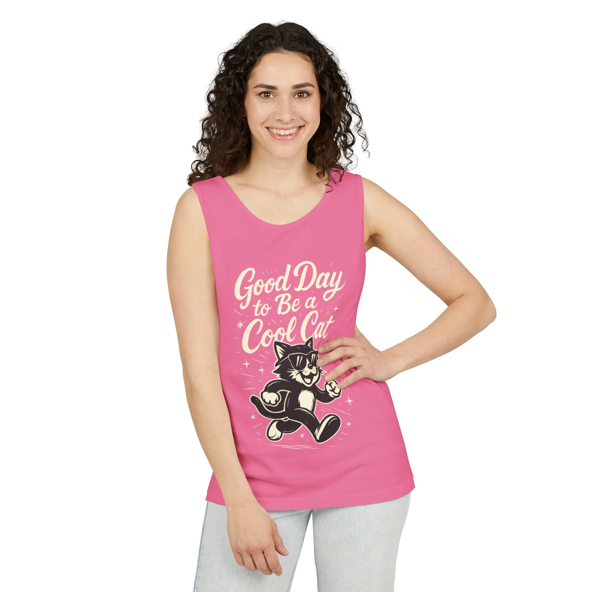 Cool Cat Womens Tank Top - Good Day to Be a Cool Cat Retro Kitty Sleeveless Shirt - Funny Summer Top, Gift for Cat Lovers - Image 18