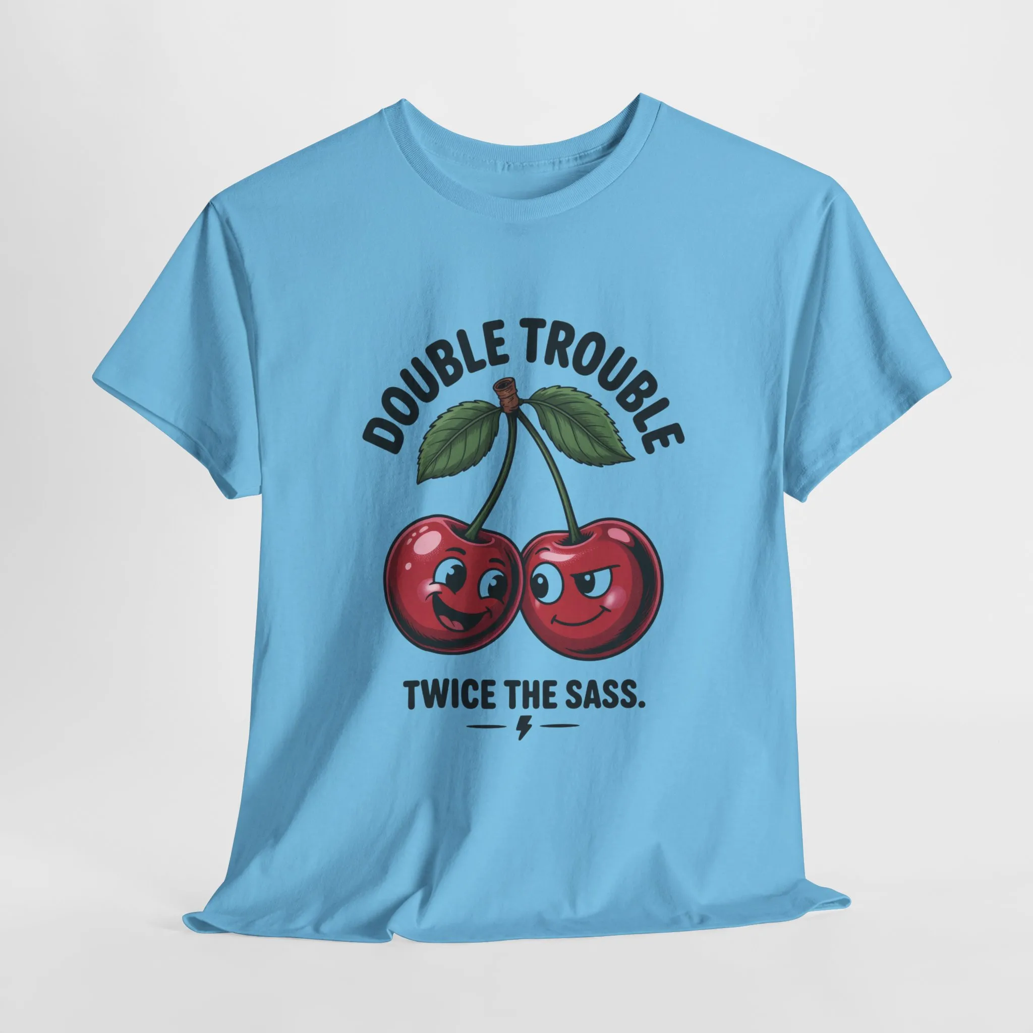 Double Trouble Cherry Graphic Tee, Funny Cute Womens T-Shirt, Twice the Sass Quote Shirt, Sassy Cherry Cartoon Gift - Image 16