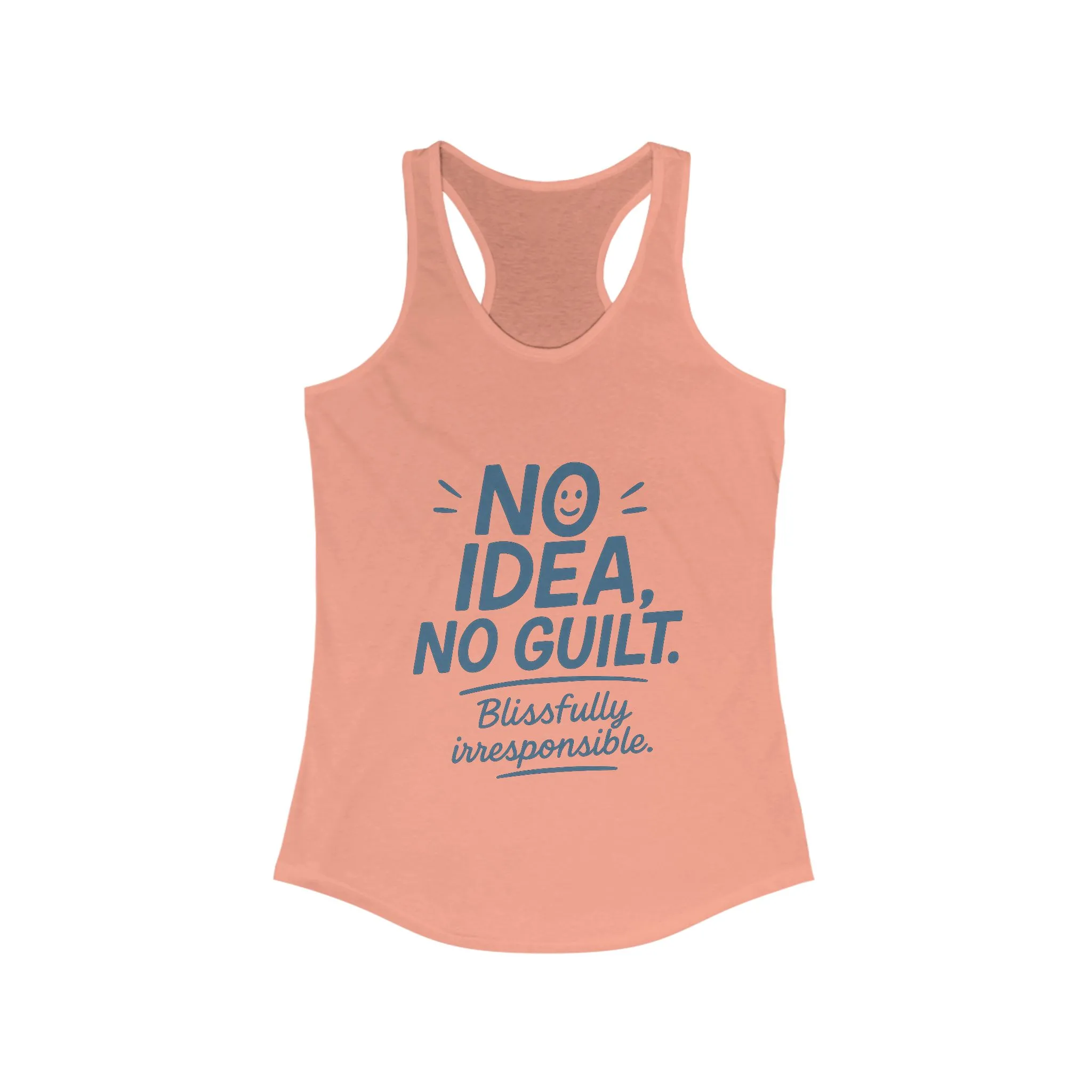 Womens No Guilt Tank Top, No Idea Funny Quote, Blissfully Irresponsible Workout Shirt, Casual Sleeveless Top, Summer Activewear - Image 3
