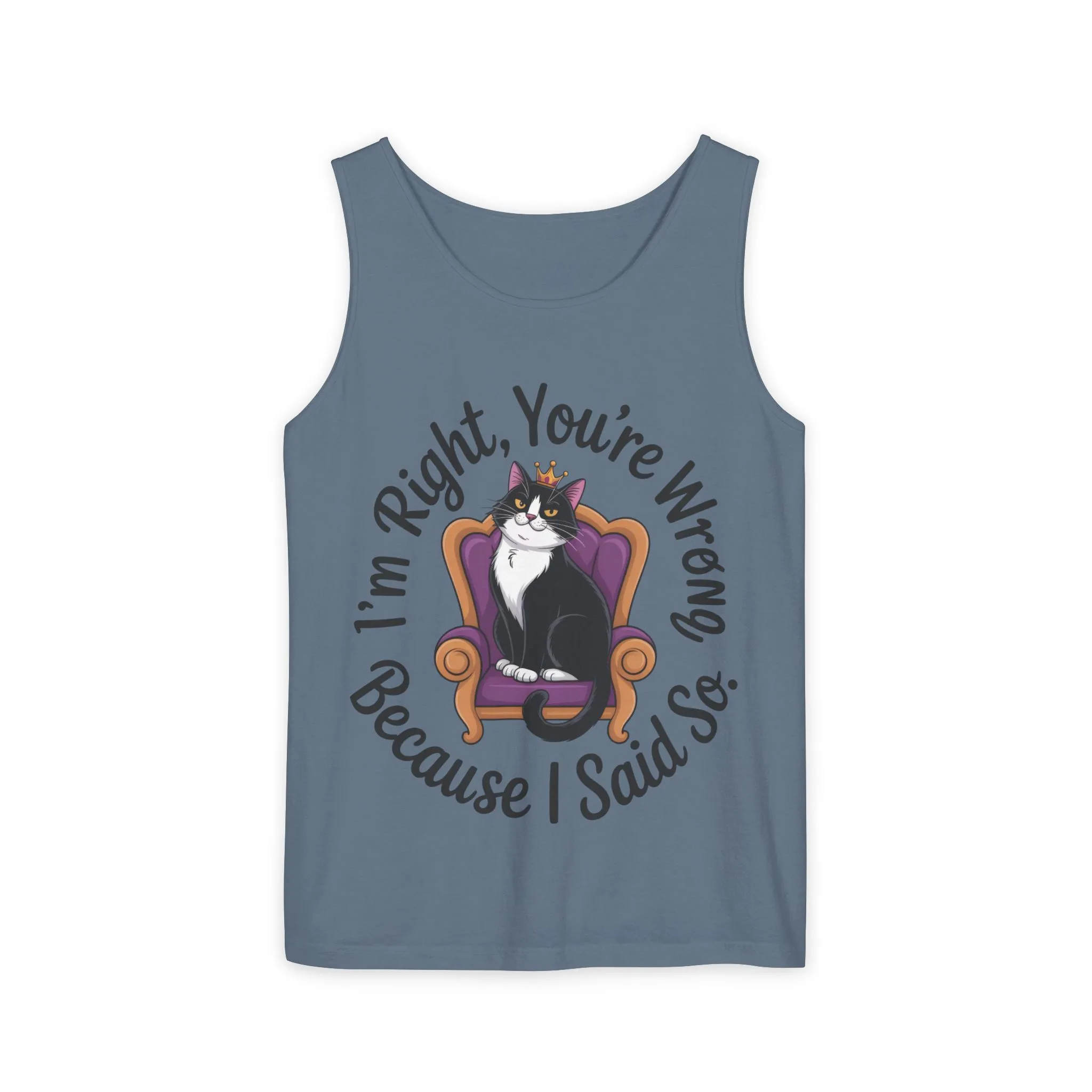 Funny Cat Queen Tank Top, Sassy Cat Graphic Tee for Women, Cat Mom Humor Tee Gift, Funny Graphic T-Shirt, I'm Right, You're Wrong Tee - Image 9