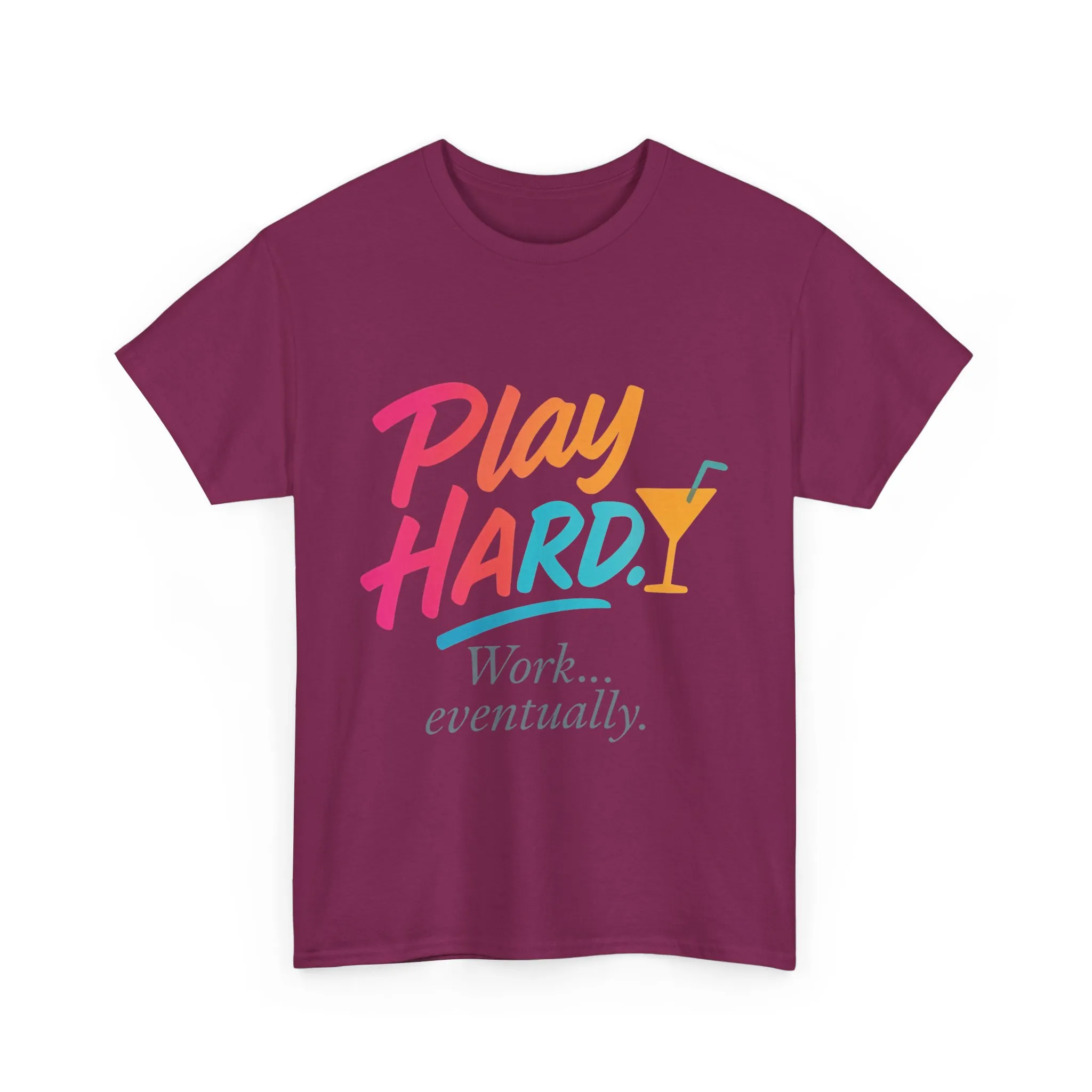 Play Hard Work Eventually T-Shirt, Funny Cocktail Graphic Tee, Pink Womens Party Shirt, Relaxed Vacation Top - Image 28