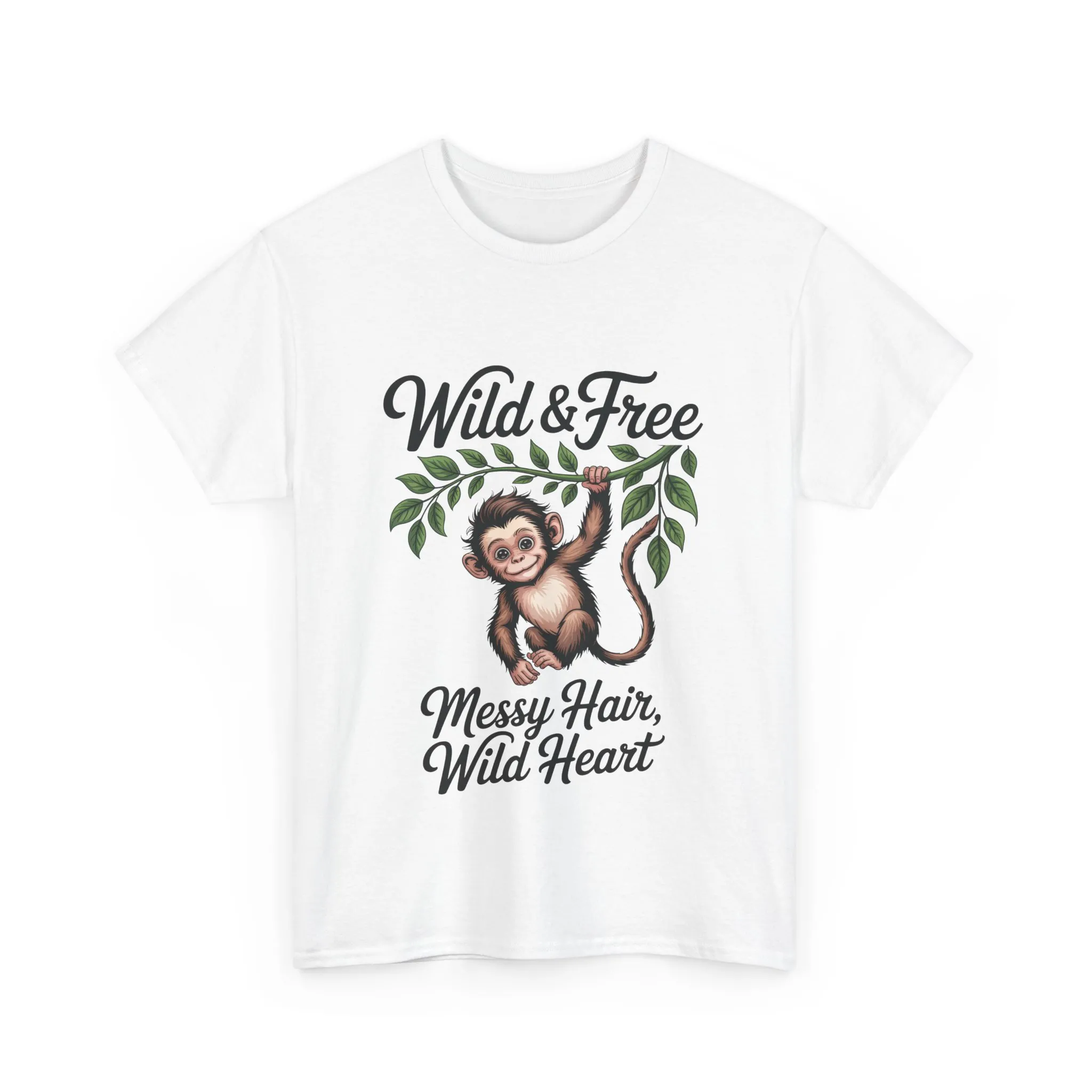 Wild & Free Monkey Shirt, Messy Hair Wild Heart Womens Tee, Cute Jungle Animal T-Shirt, Boho Adventure Graphic, Fun Nature Lover Gift - Image 4