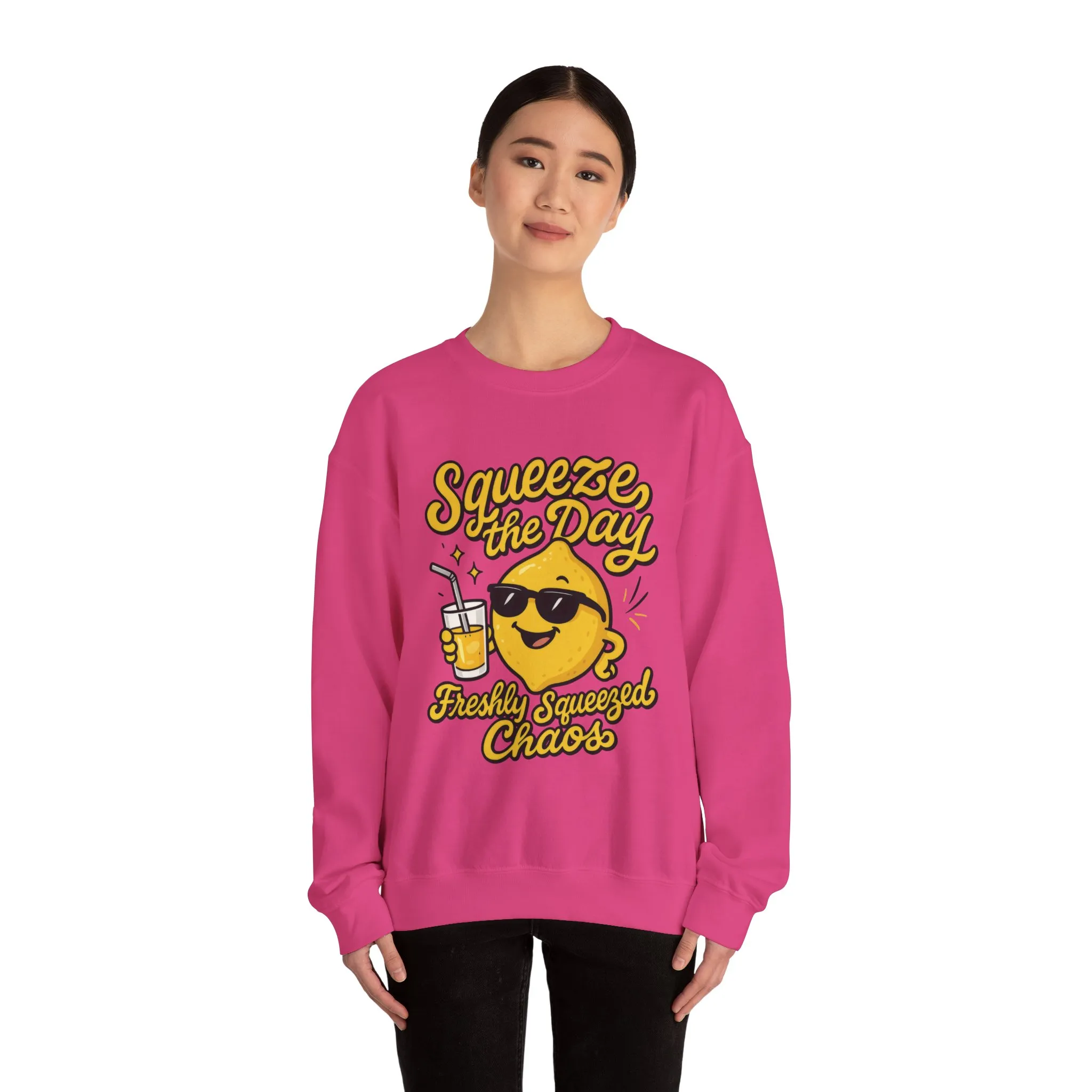 Funny Lemon Womens Sweatshirt - Squeeze The Day Freshly Squeezed Chaos Cozy Pullover - Citrus Positive Crewneck Sweatshirt, Cheerful Fashion - Image 32