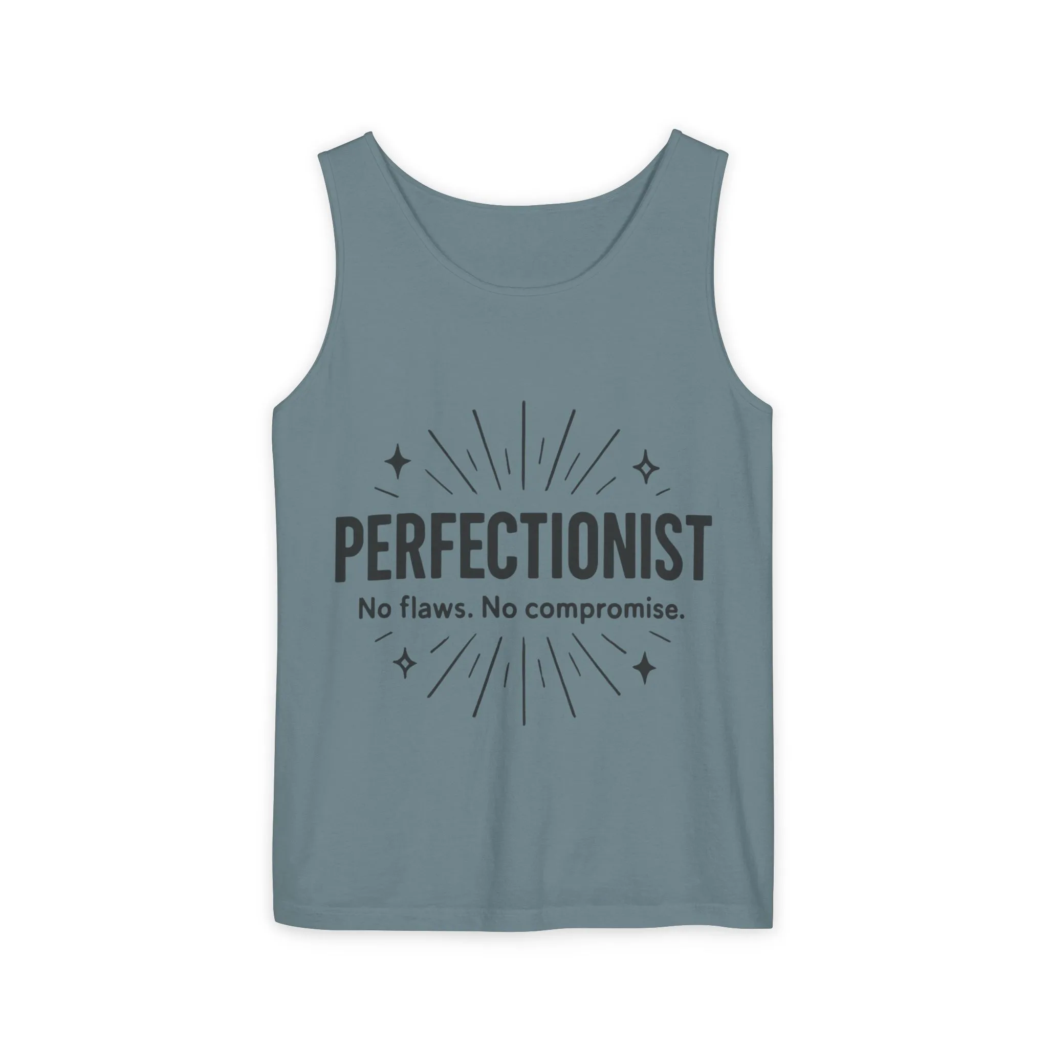 Mens Perfectionist Tank Top, No Flaws No Compromise, Minimal Bold Graphic Tee, Gift for OCD, Clean Freak, or Detail-Oriented Men - Image 17