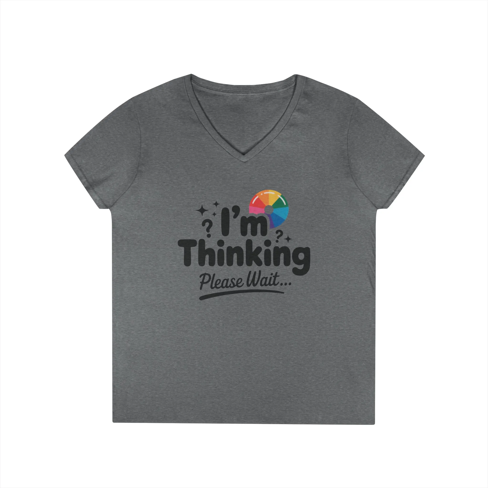 Funny - Im Thinking Please Wait - V-Neck T-Shirt for Women, Cute Geeky Gift for Introverts, Programmers, Designers, Fun Humor Shirt - Image 10