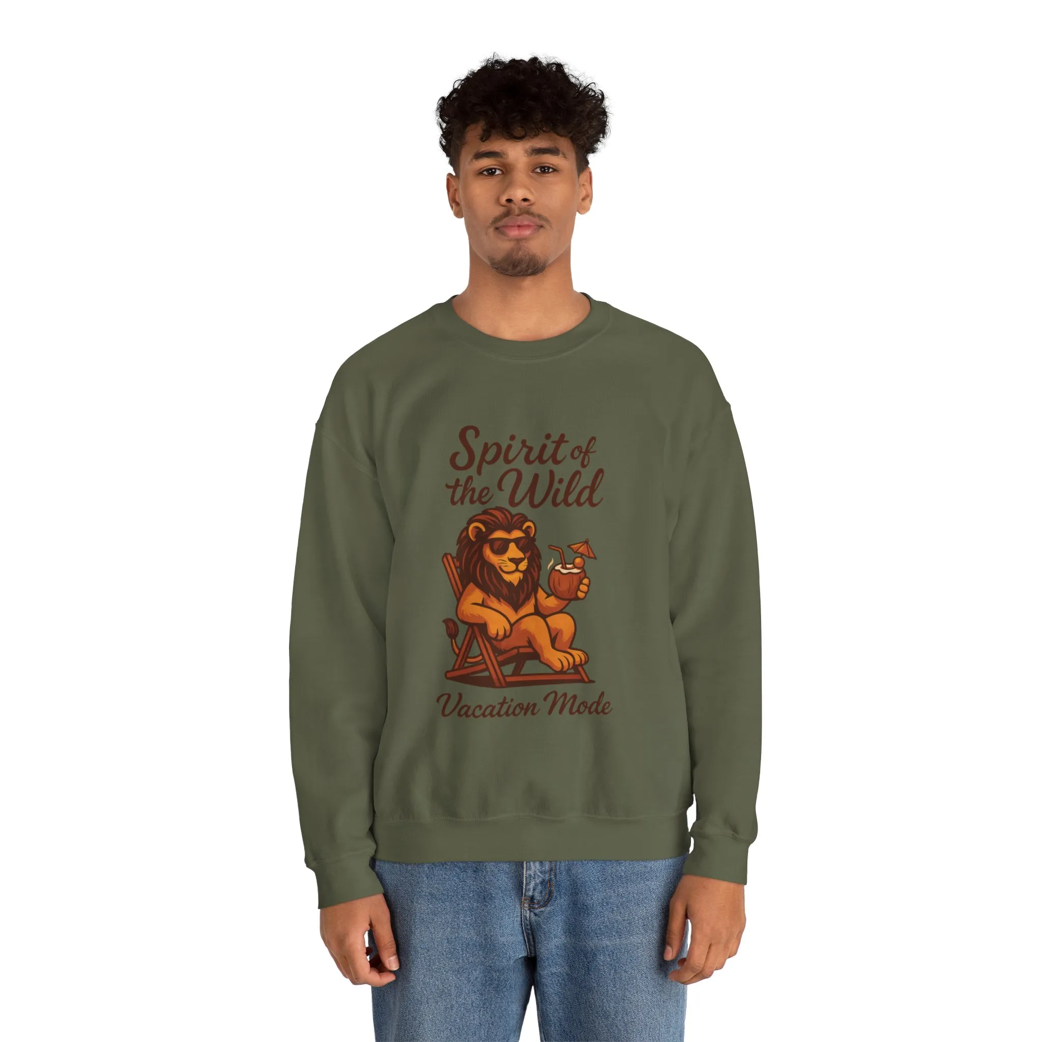 Spirit of the Wild Lion Mens Sweatshirt - Vacation Mode Funny Relaxed Jungle King Pullover, Fun Gift for Travelers - Image 12
