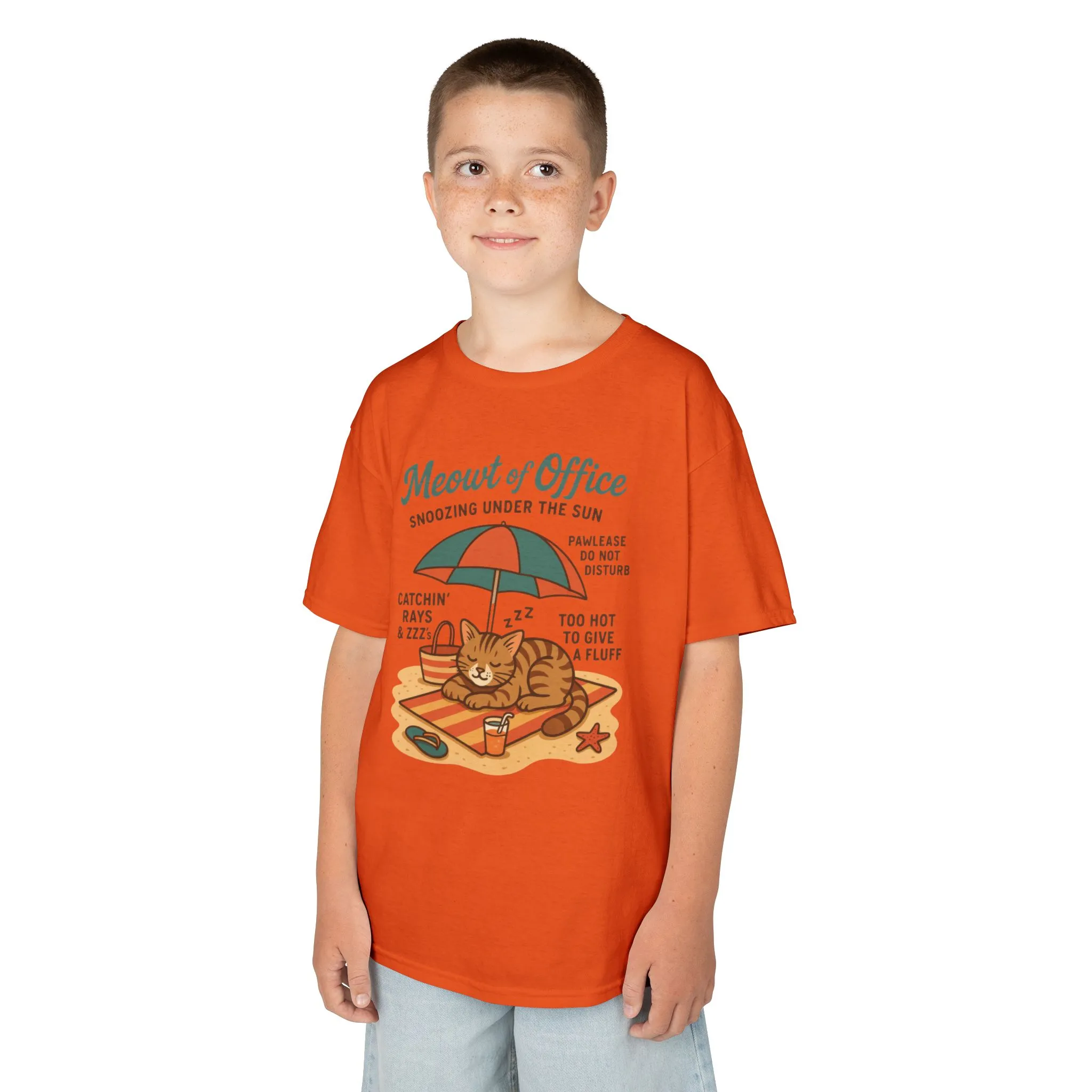 Kids Cat-Themed T-Shirt - Meowt of Office, Cute Summer Tee, Cat Lover Gift, Fun Playwear, Summer Beach Vacation Tee - Image 3