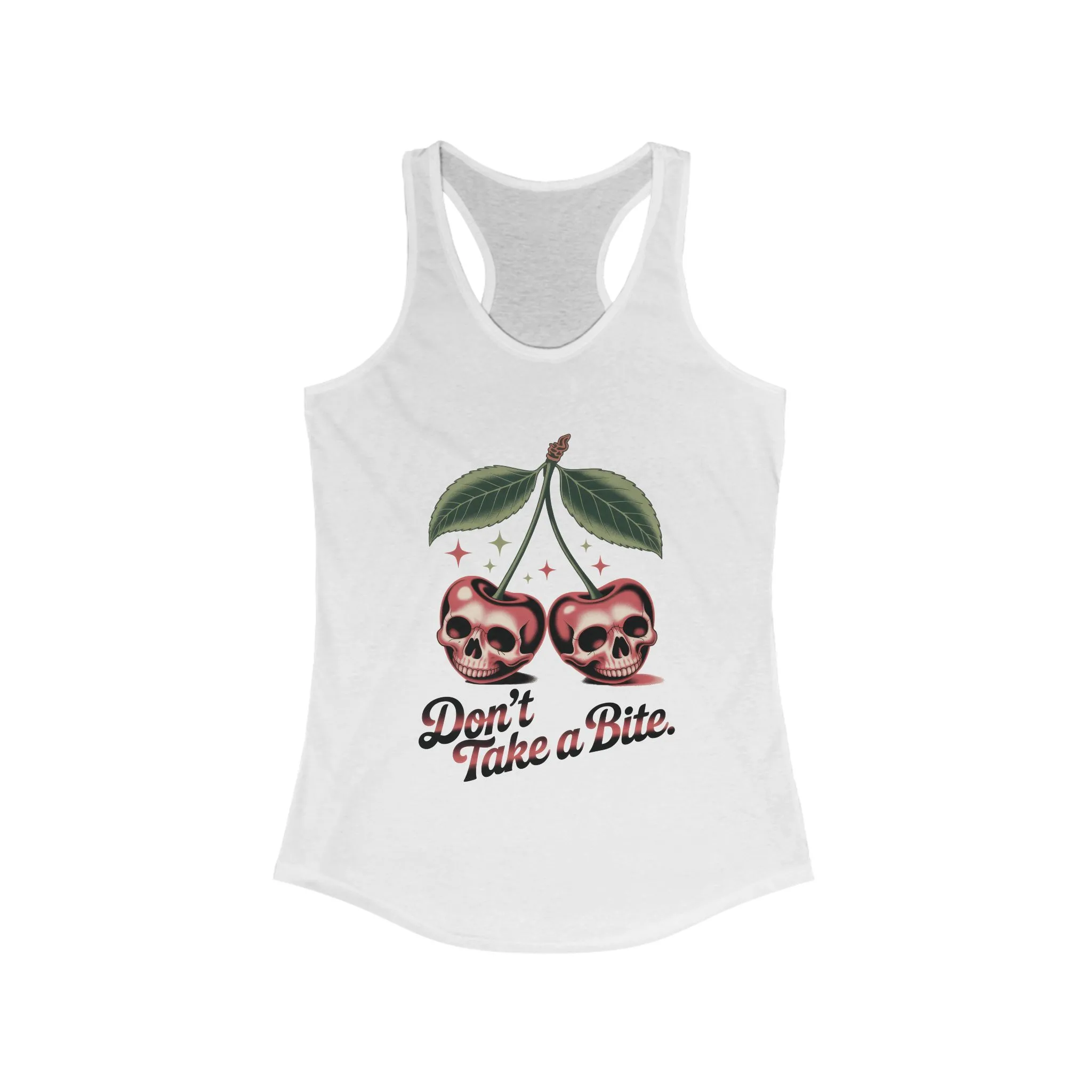 Skull Cherry Womens Tank Top, Edgy Tee, Halloween Apparel, Cute Gothic Fruit Graphic Tank for Women, Funny Dark Style Tee, Summer Wear - Image 3