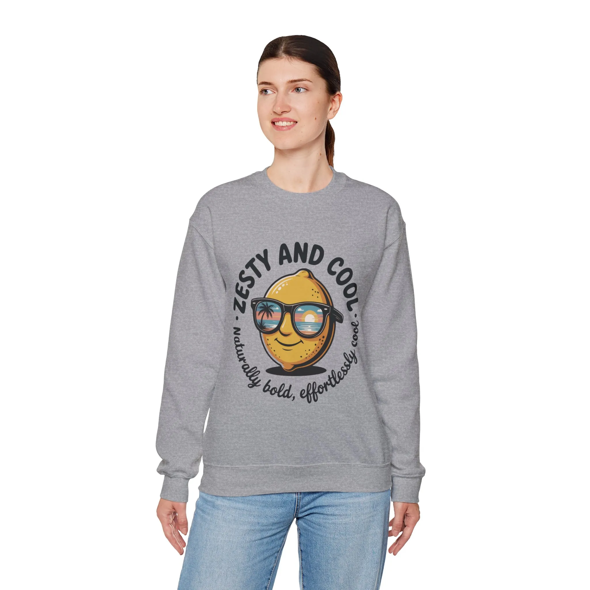Zesty and Cool Crewneck Sweatshirt, Womens Lemon Sweatshirt for Casual Wear, Trendy Gift, Summer Vibes, Comfortable Apparel - Image 12