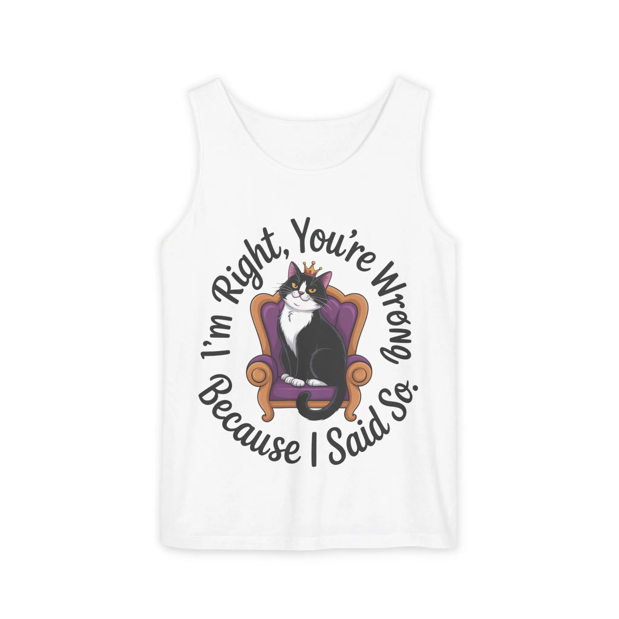 Funny Cat Queen Tank Top, Sassy Cat Graphic Tee for Women, Cat Mom Humor Tee Gift, Funny Graphic T-Shirt, I'm Right, You're Wrong Tee - Image 3
