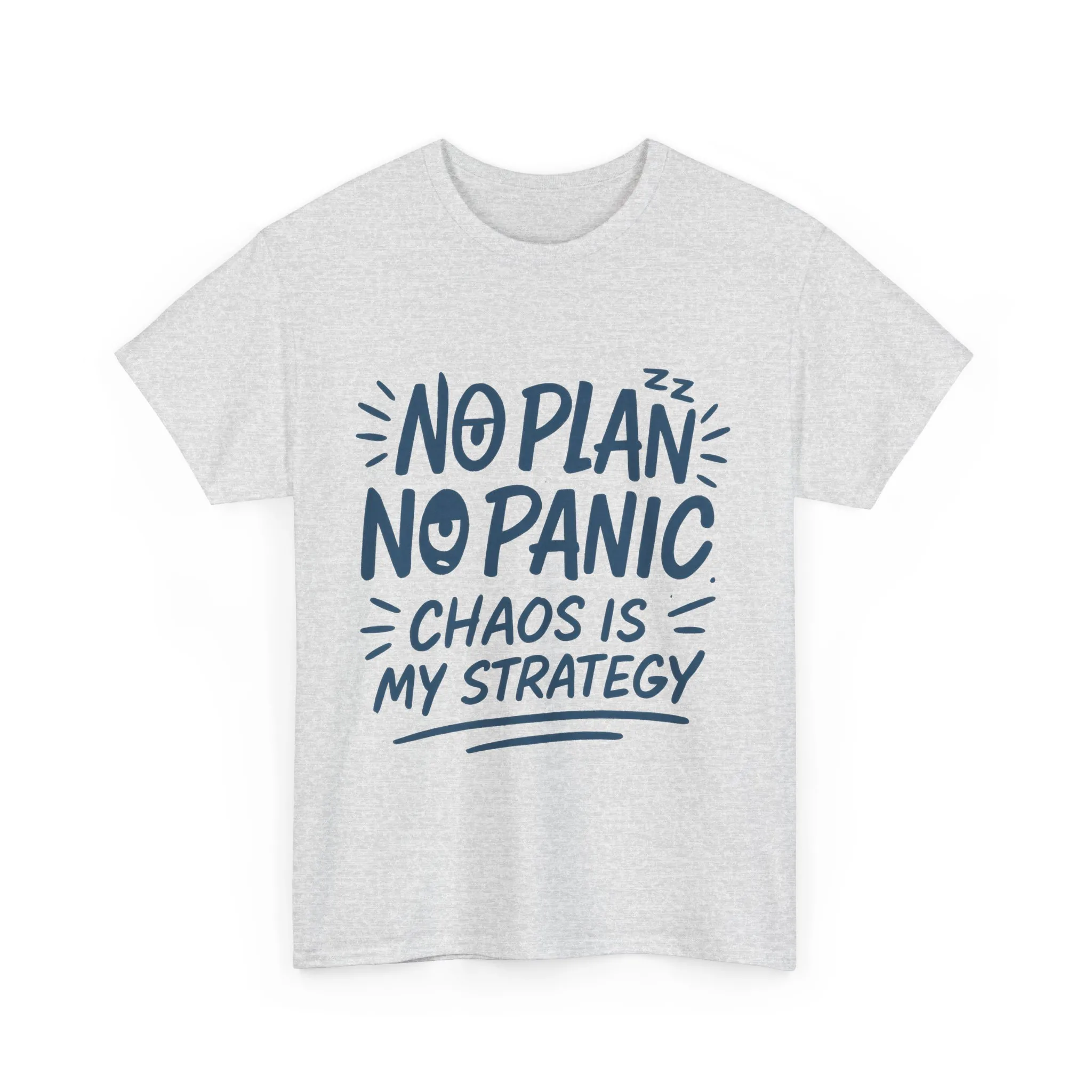 Funny Chaos Strategy T-Shirt, No Plan No Panic Quote Shirt, Cute Tee for Women, Humorous Gift Idea, Casual Relaxed Fit Top - Image 4