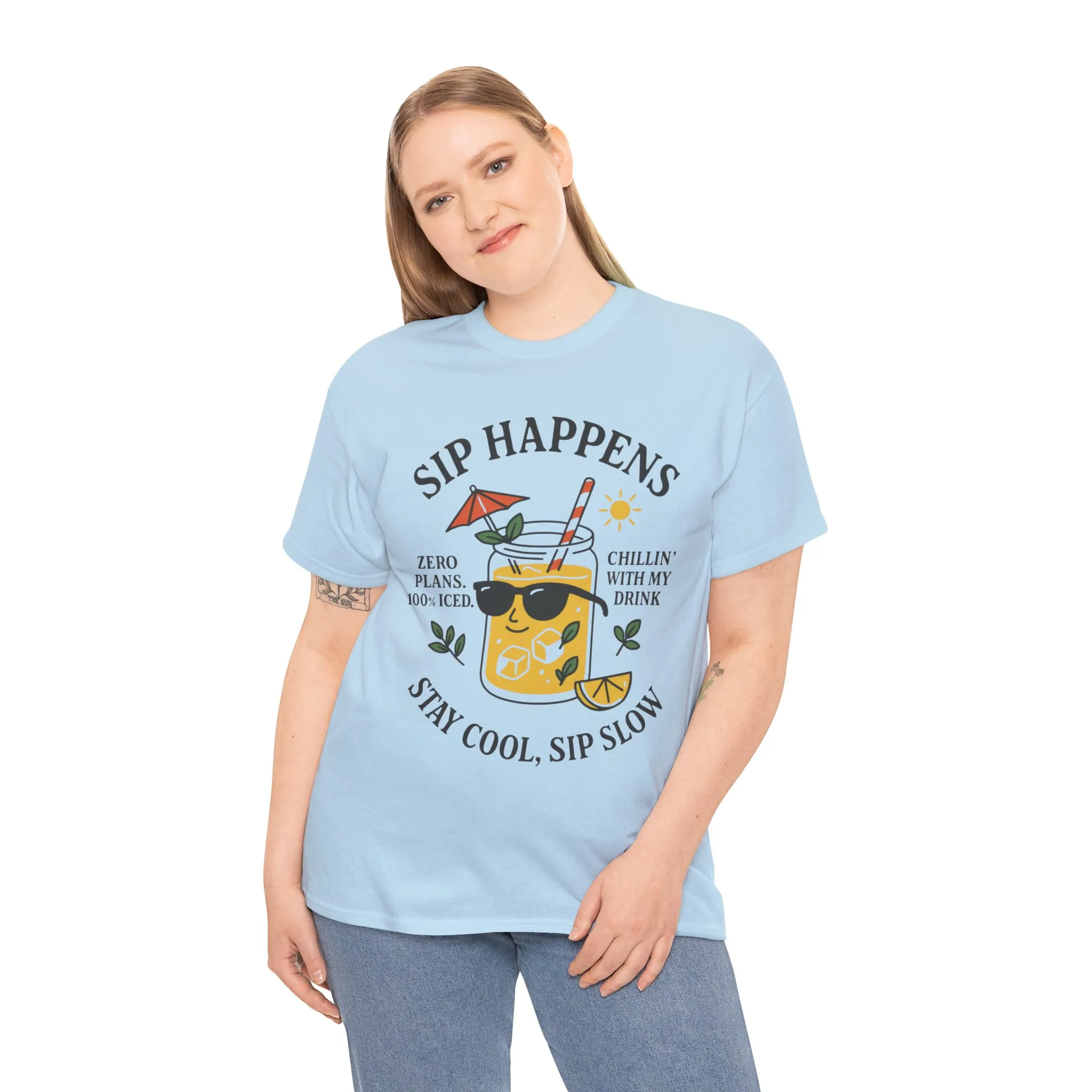 Sip Happens Womens T-Shirt, Funny Summer Drink Graphic Tee, Stay Cool Sip Slow Lemonade Shirt, , Beach Wear, BBQ Parties, Chill Summer Vibes - Image 15
