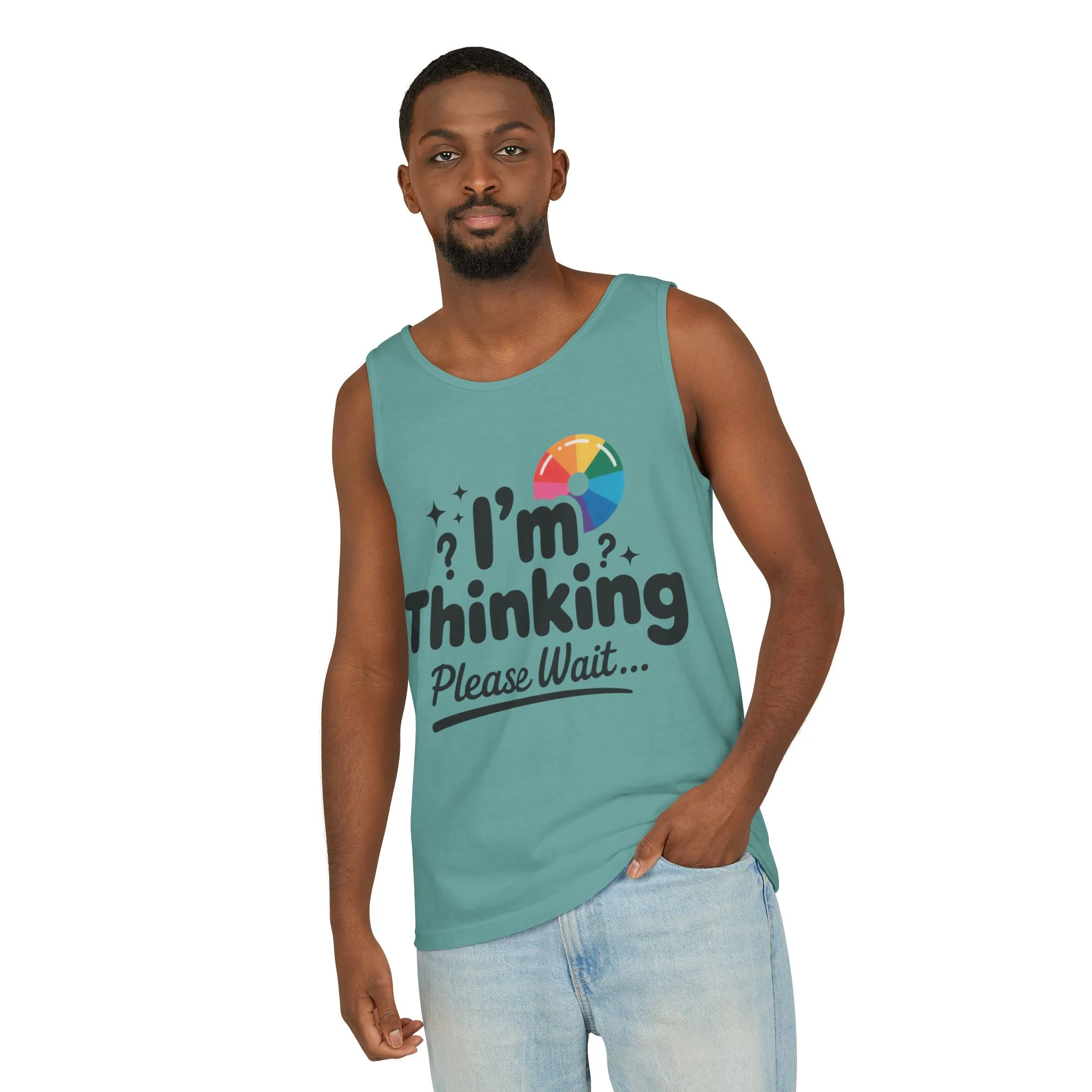 Funny - Im Thinking Please Wait - Mens Tank Top, Cute Geeky Gift for Introverts, Programmers, Designers, Fun Humor Shirt, Gift for Adults - Image 12