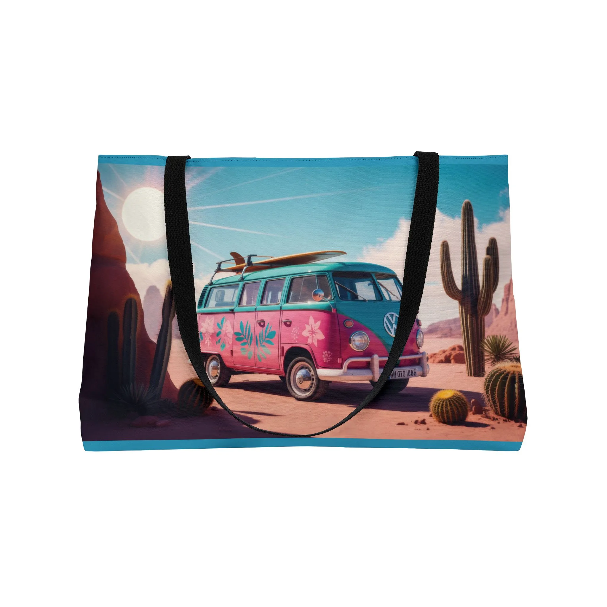 Retro Camper Van Weekender Bag, Desert Road Trip Tote, Colorful VW Bus Travel Bag, Boho Adventure Gift, Boho Beach Bag - Image 4