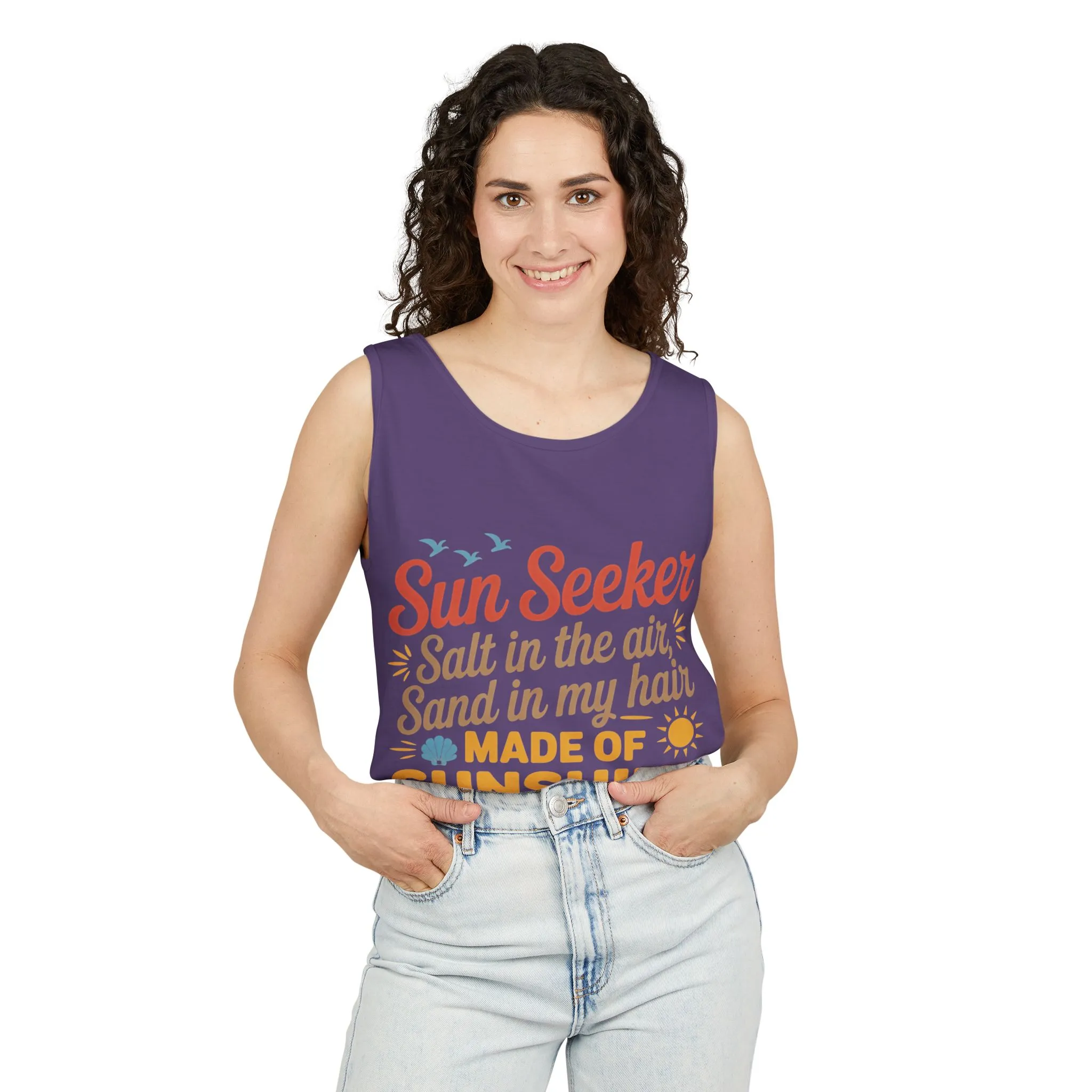 Sun Seeker Summer Quote Tank Top, Made of Sunshine Beach Vibes Tee, Ocean Breeze Please Tank Top for Women, Salt in the Air Sand Top - Image 29