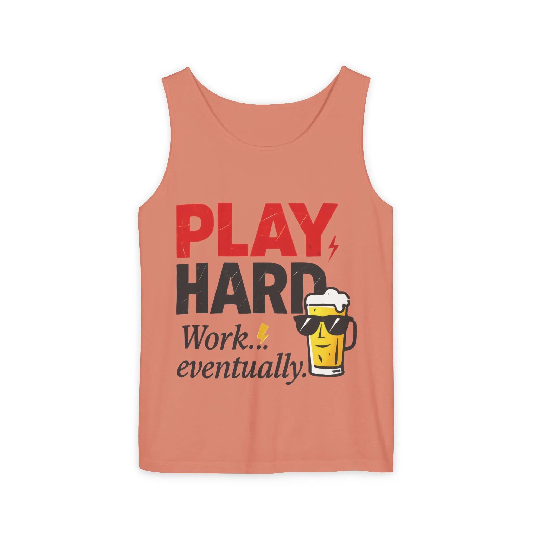 Casual Tank Top with Play Hard Print, Fun Summer Apparel, Gift for Dad or Friends, Beach Wear, Workout Top, Party Attire - Image 7