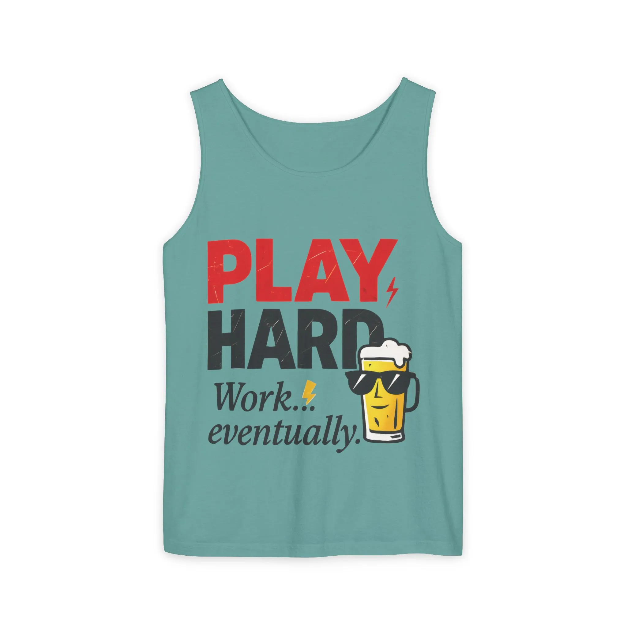 Casual Tank Top with Play Hard Print, Fun Summer Apparel, Gift for Dad or Friends, Beach Wear, Workout Top, Party Attire - Image 37