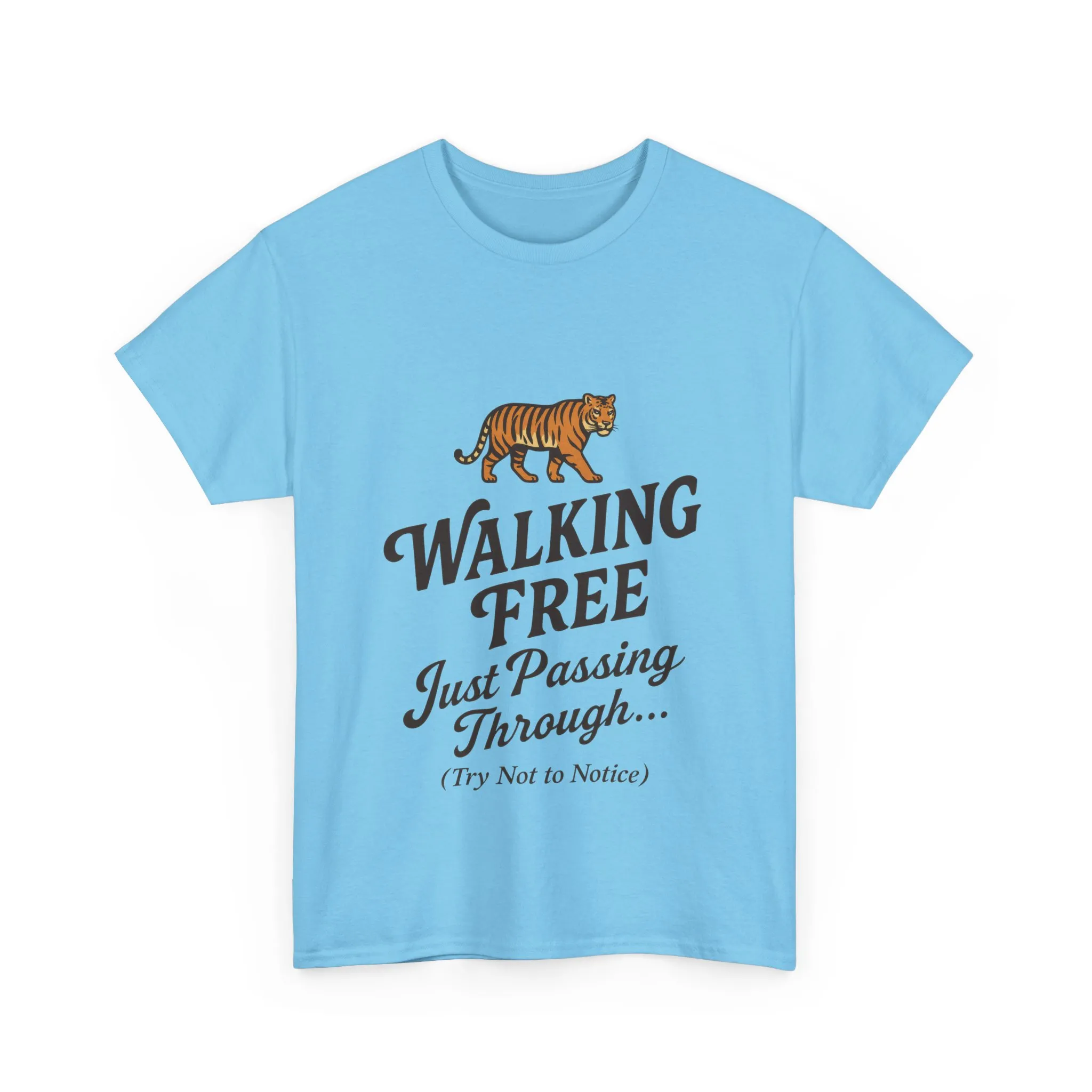 Walking Free Tiger Shirt for Men - Just Passing Through Funny Graphic Tee - Wild Animal Casual Top, Gift Nature Lovers - Image 19