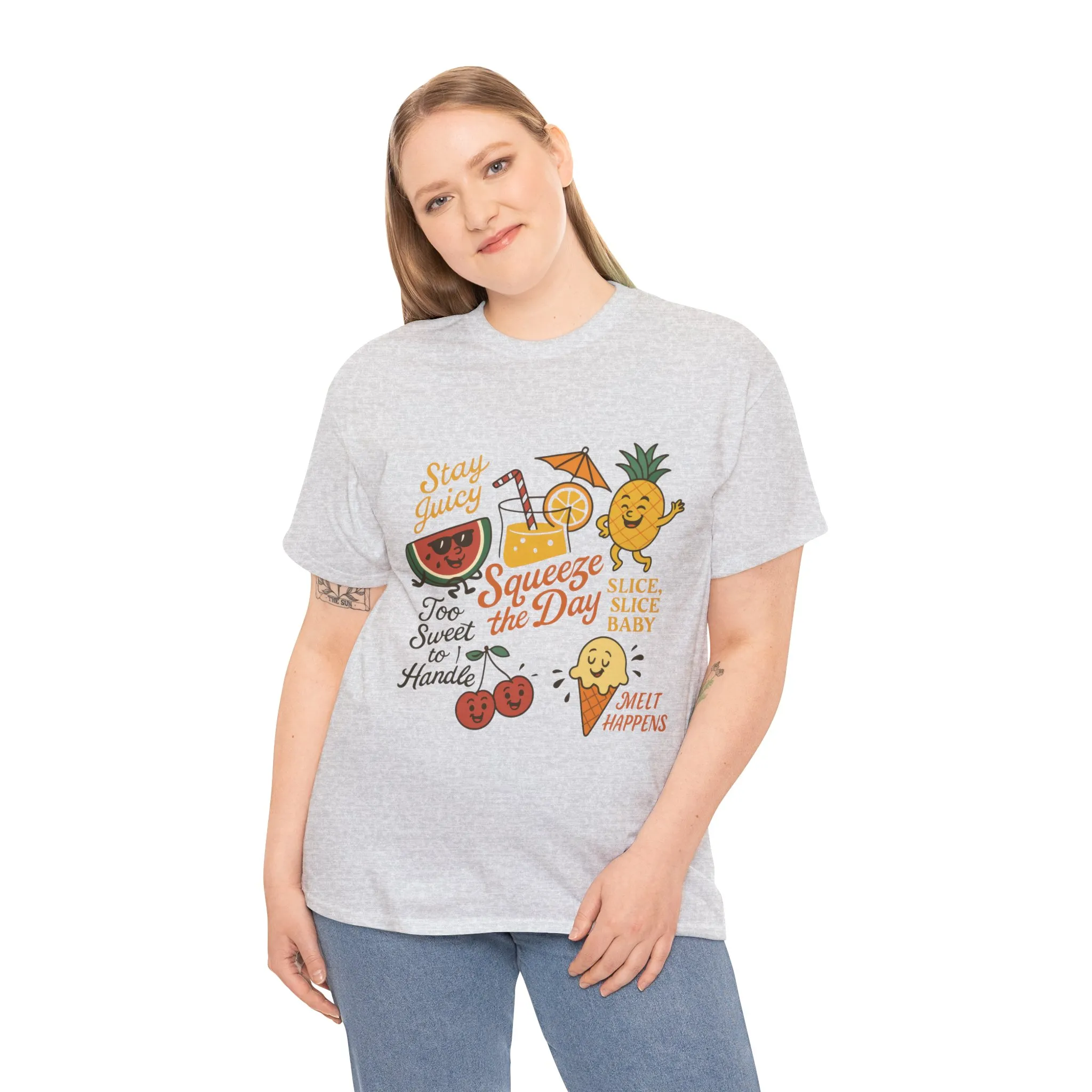 Cute Fruit Pun T-Shirt for Women, Summer Graphic Tee, Kawaii Watermelon Pineapple Ice Cream Design, Squeeze the Day Shirt, Stay Juicy Top - Image 6