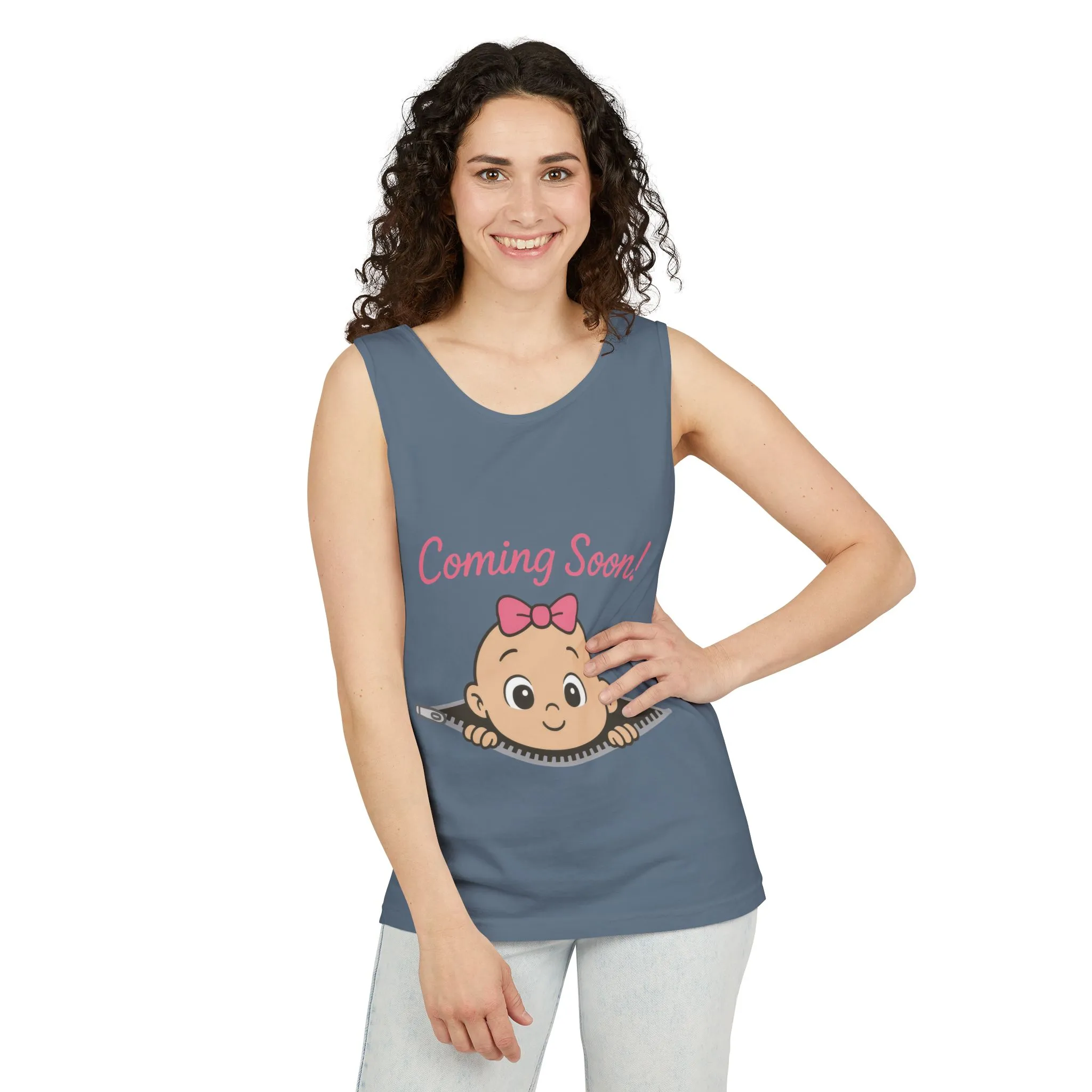 Coming Soon Maternity Tank Top, Cute Baby Girl Pregnancy Announcement Shirt, Expecting Mom Gift, Gender Reveal Tee, Baby Shower Gift - Image 12