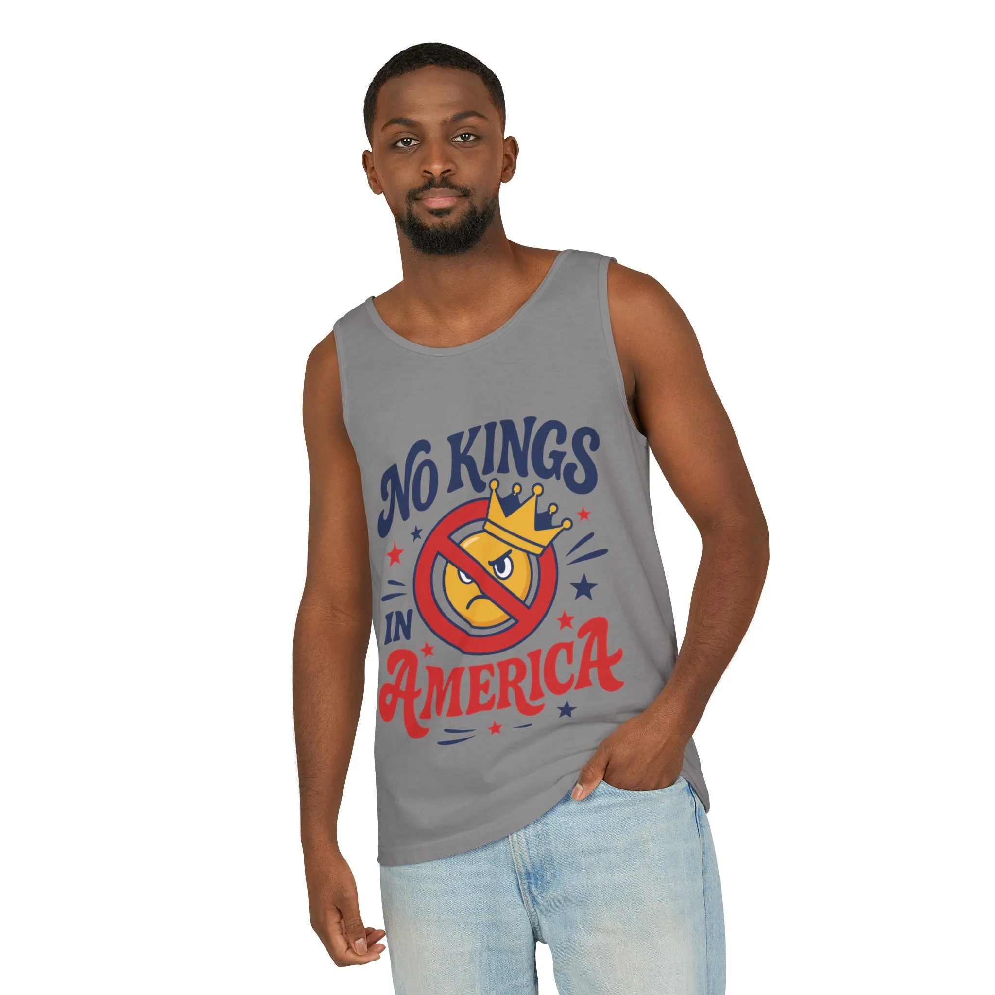 No Kings in America Tank Top - Funny Patriotic Anti Monarchy Sleeveless Shirt - USA Freedom Top, Unisex Summer Apparel, USA Independence Day - Image 12