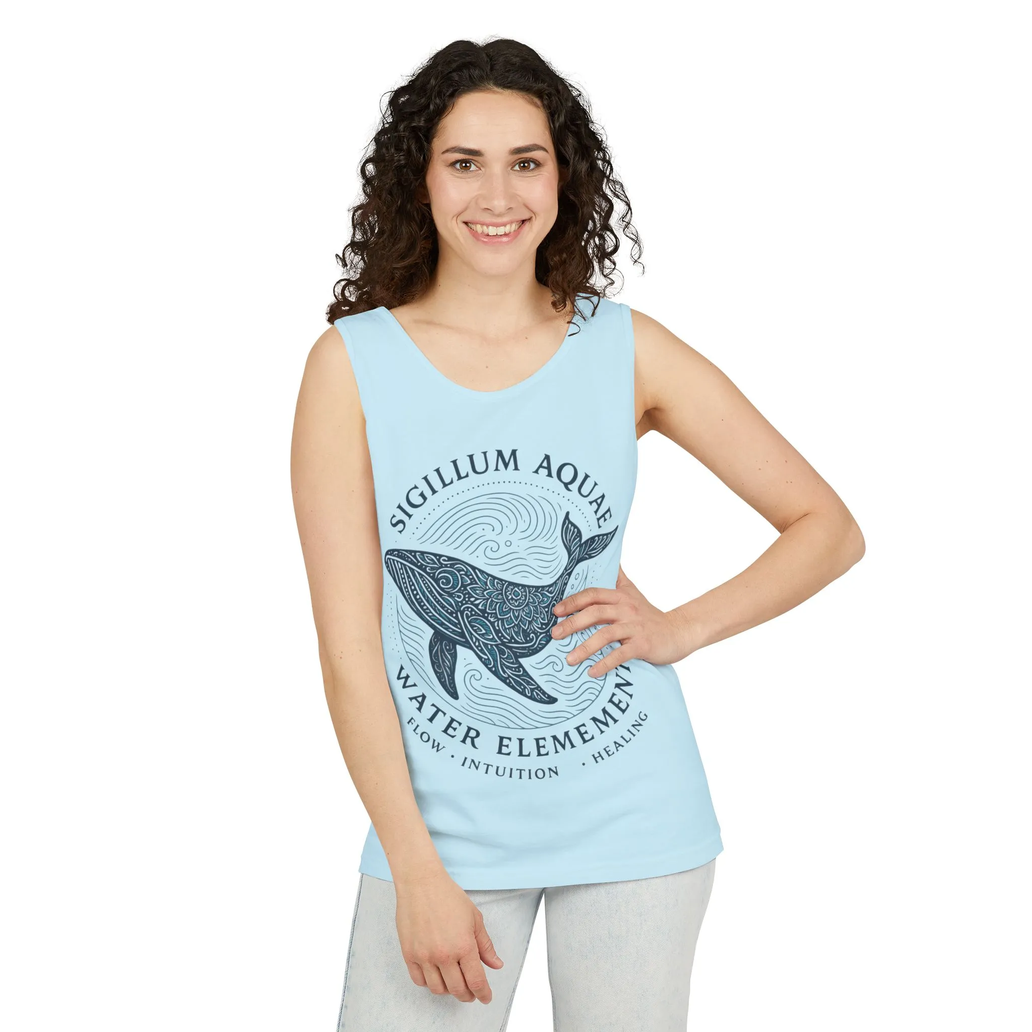 Water Element Whale Tank Top, Sigillum Aquae Symbol, Spiritual Ocean Totem Tee, Nature Energy Tee, Beachwear, Mindfulness Fashion - Image 2