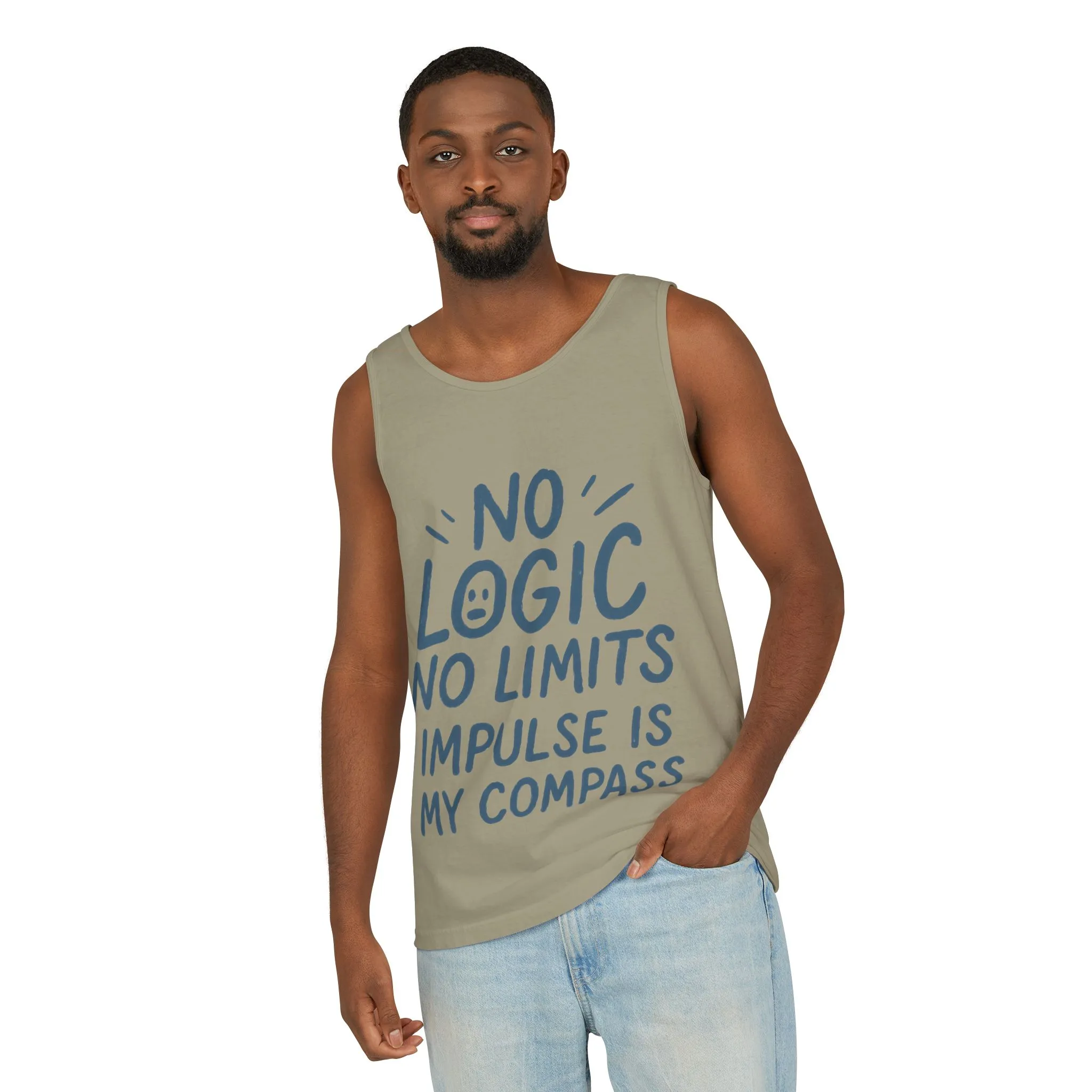 Funny Mens Tank Top, No Limits Impulse Quote, Relaxed Fit Tee, Casual Wear for Creatives, Gift for Artists Impulsive Style Shirt - Image 11