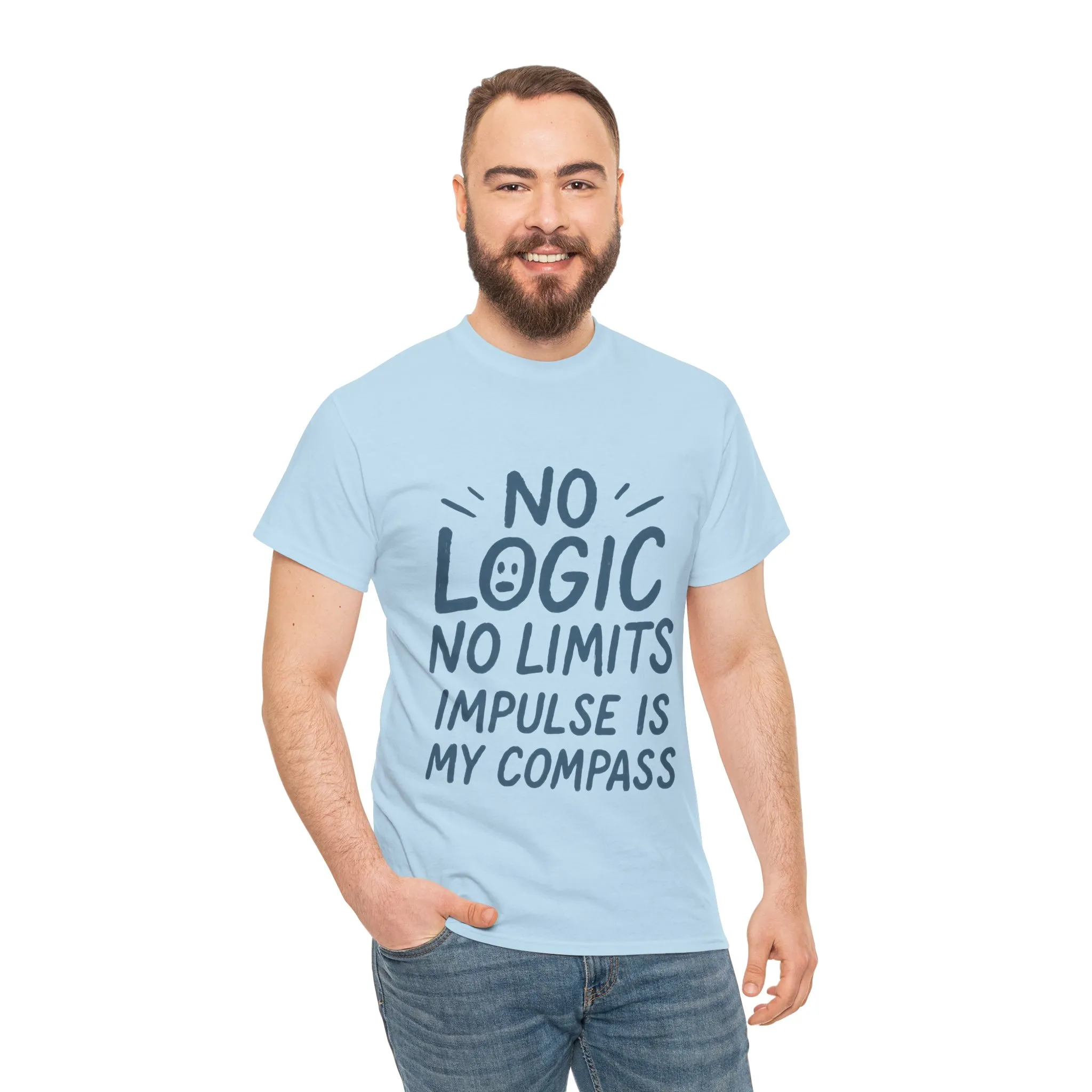 Funny No Logic Mens T-Shirt, No Limits Impulse Quote, Relaxed Fit Graphic Tee, Gift for Him, Casual Wear for Creatives, Gift for Artists - Image 18