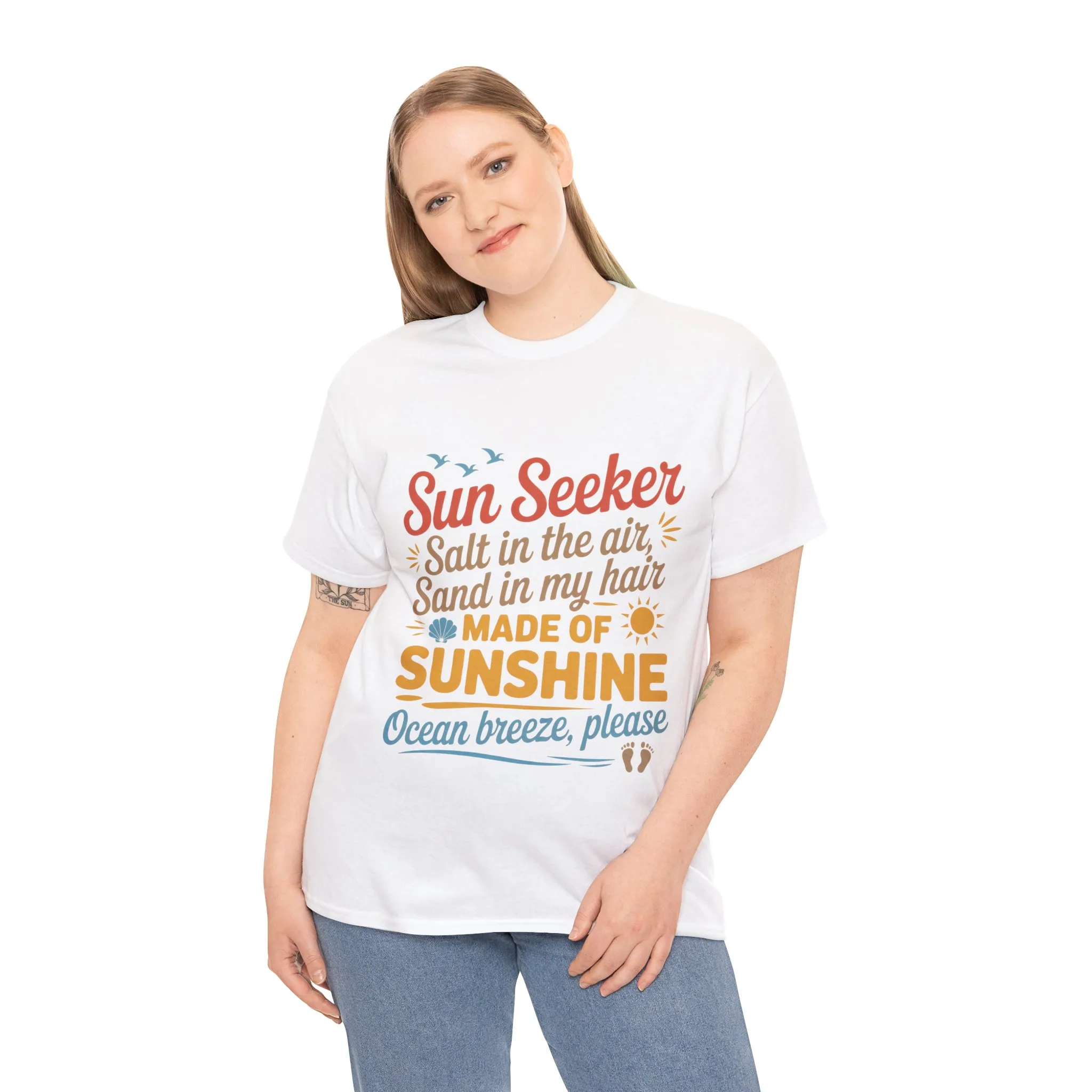 Sun Seeker Summer Quote Shirt, Made of Sunshine Beach Vibes Tee, Ocean Breeze Please Shirt for Women, Salt in the Air Sand in My Hair Top - Image 6