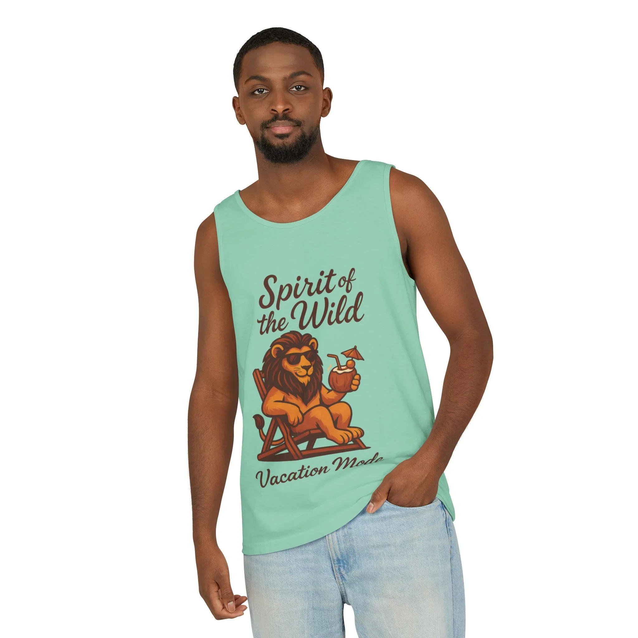 Spirit of the Wild Lion Tank Top - Vacation Mode Funny Summer Sleeveless Shirt for Men, Summer Wear, Graphic Tees, Beach Outfit - Image 8