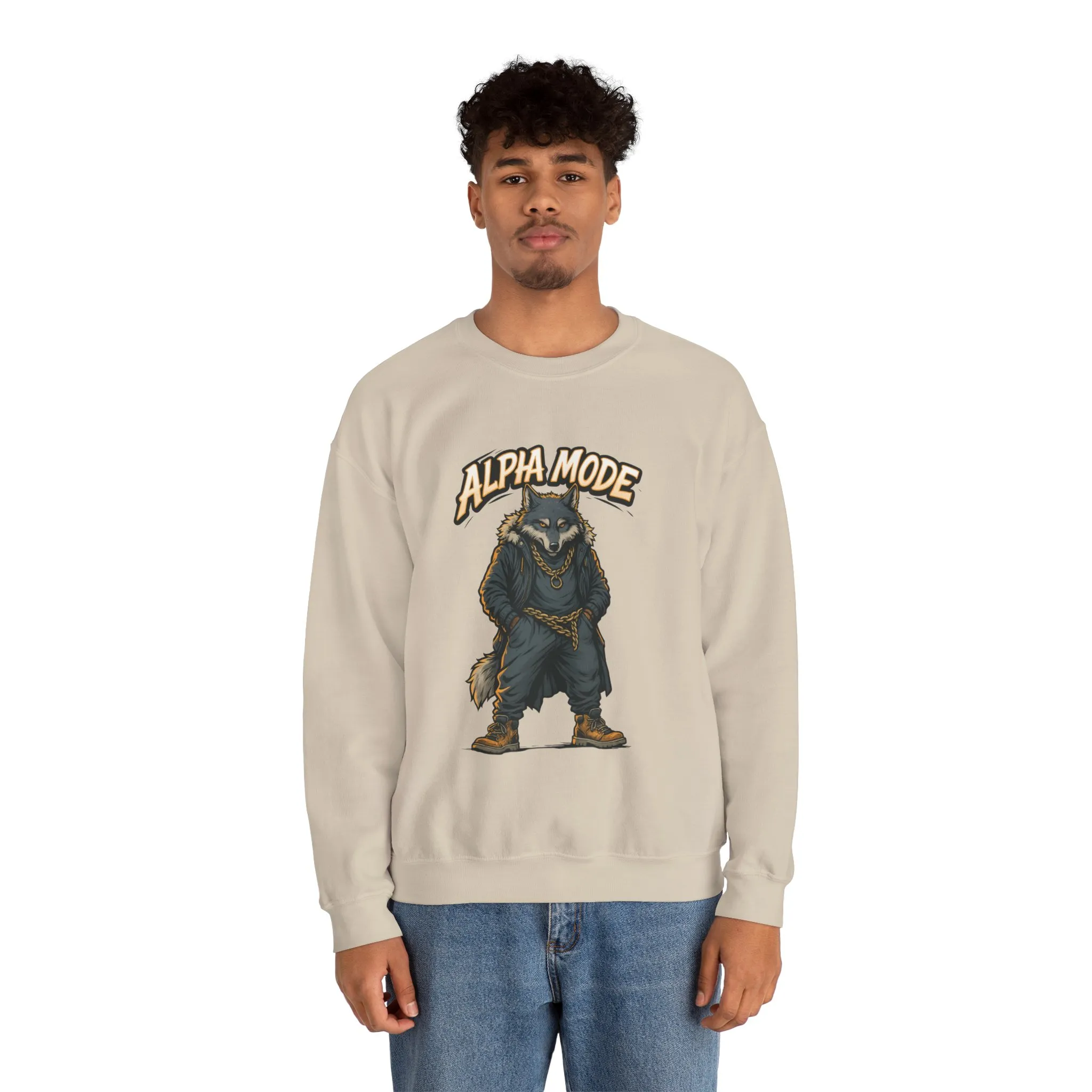 Alpha Mode Wolf Crewneck Sweatshirt, Mens Streetwear Pullover, Hip Hop Savage Wolf Sweater, Alpha Male Graphic Crewneck, Urban Wolf Gift - Image 8