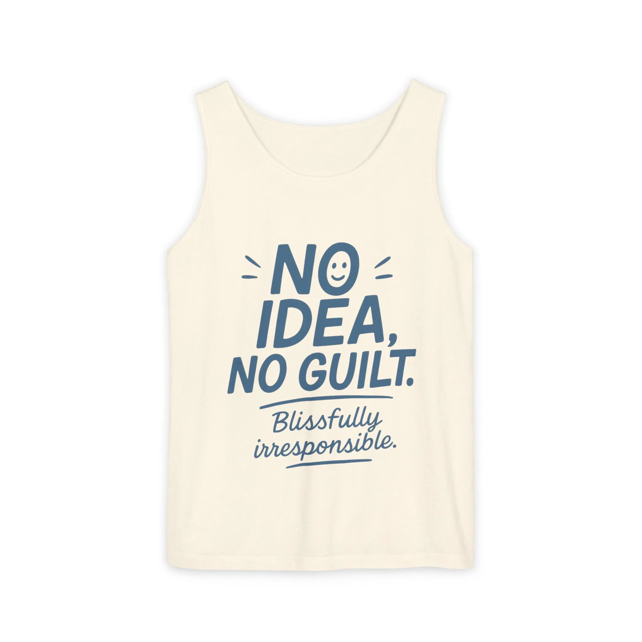 Womens No Guilt Tank Top, No Idea Funny Quote, Blissfully Irresponsible Workout Tee, Casual Sleeveless Top, Summer Activewear, Relaxed Style - Image 5