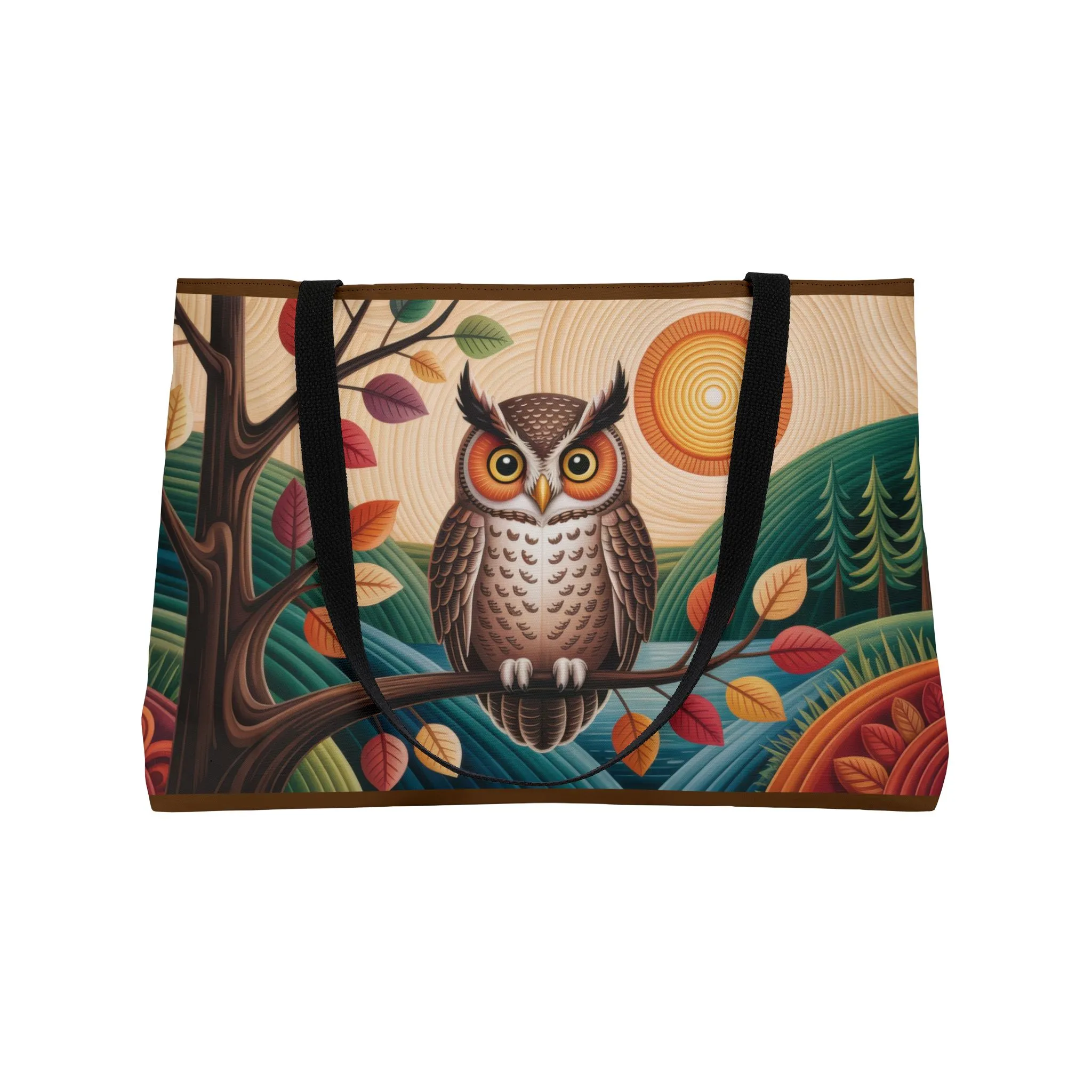 Owl Weekender Bag, Autumn Forest Art Tote, Large Travel Bag with Colorful Fall Leaves, Boho Woodland Gift, Beach Bag - Image 4