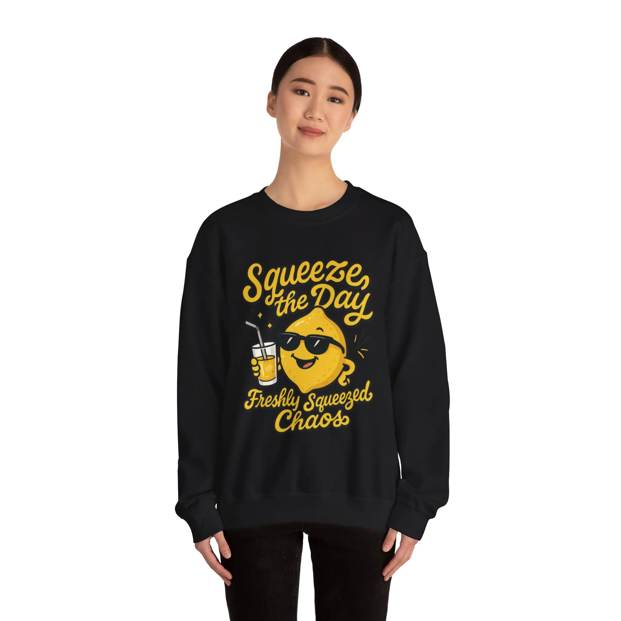 Funny Lemon Womens Sweatshirt - Squeeze The Day Freshly Squeezed Chaos Cozy Pullover - Citrus Positive Crewneck Sweatshirt, Cheerful Fashion - Image 11