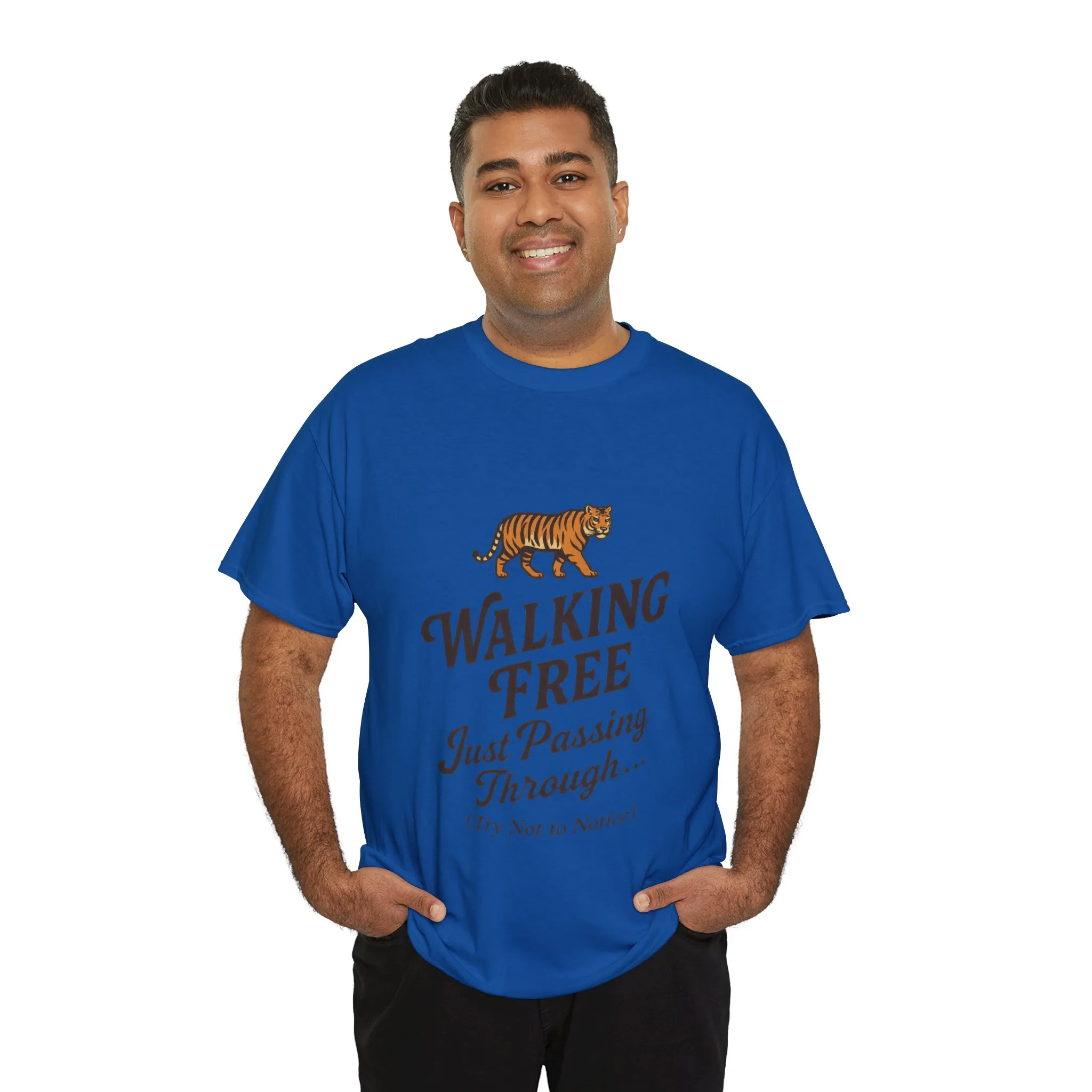 Walking Free Tiger Shirt for Men - Just Passing Through Funny Graphic Tee - Wild Animal Casual Top, Gift Nature Lovers - Image 30