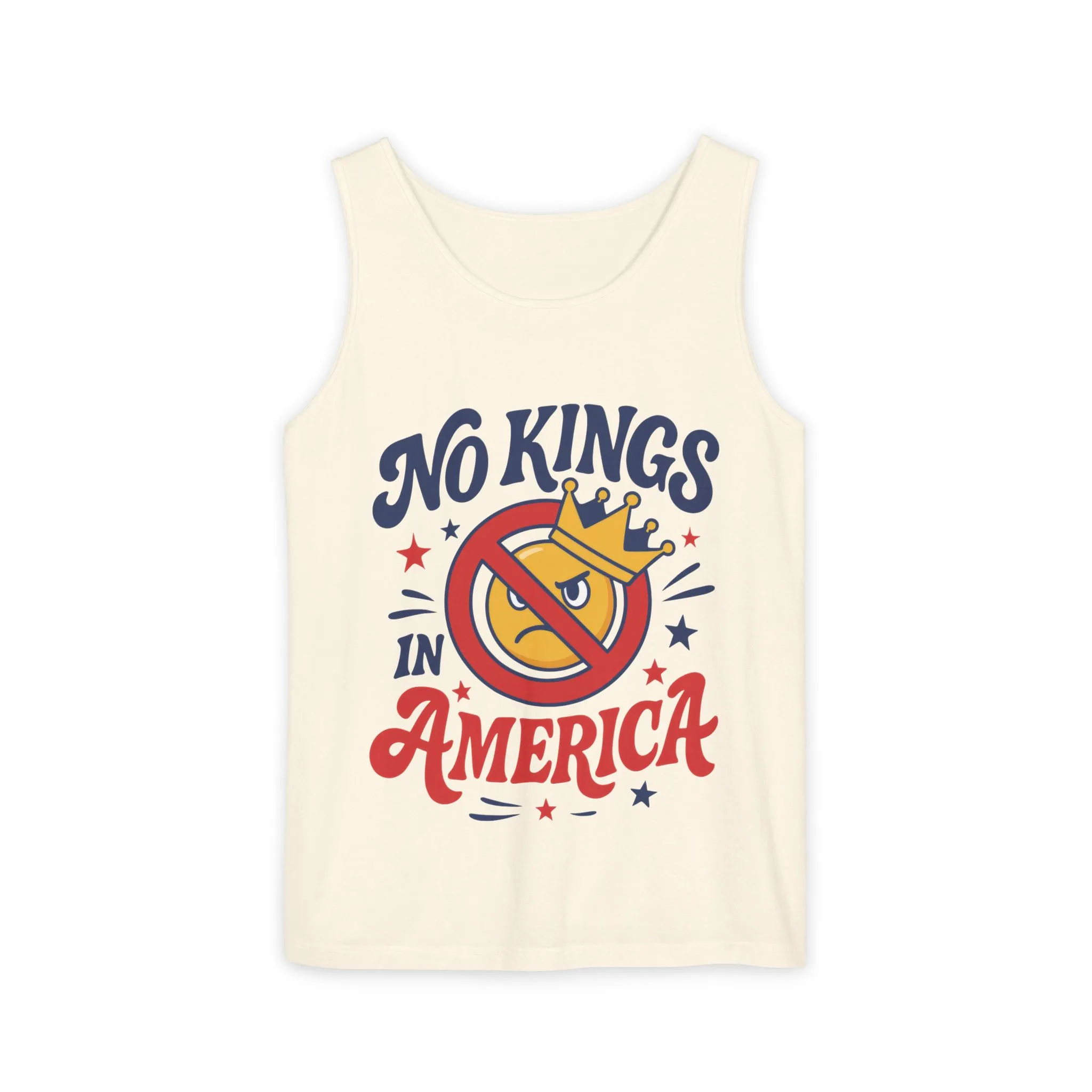 No Kings in America Tank Top - Funny Patriotic Anti Monarchy Sleeveless Shirt - USA Freedom Top, Unisex Summer Apparel, USA Independence Day - Image 4