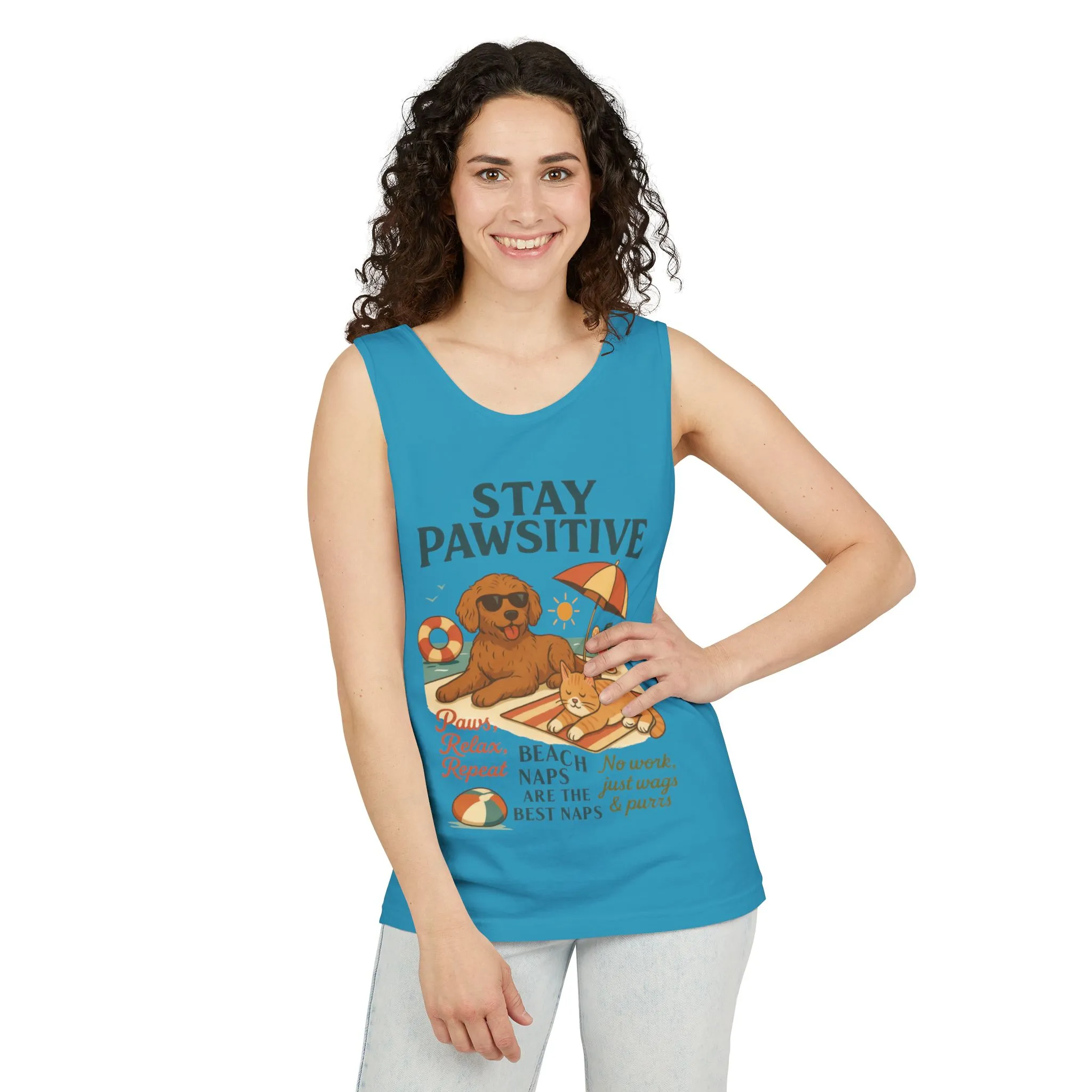 Stay Pawsitive Womens Tank, Cute Dog & Cat Beach Tee, Summer Pet Lover Tee, Animal Graphic Heavy Cotton Tee, Fun Pet Lovers Gift, Summer Top - Image 24