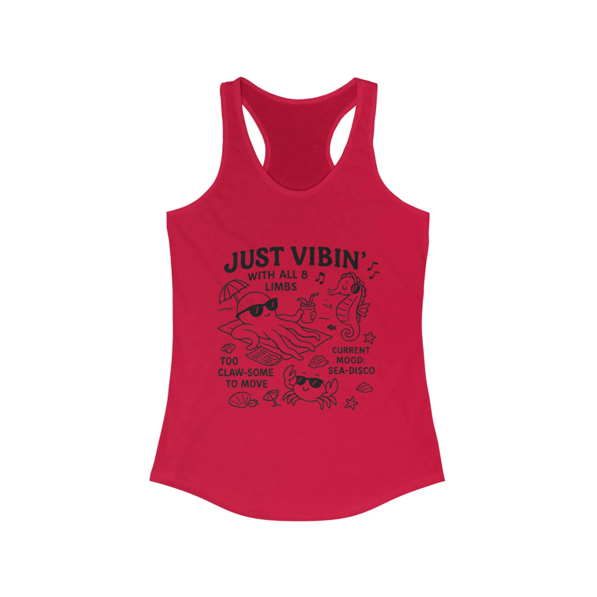 Just Vibin Womens Tank, Cute Octopus Sea Animals Graphic Tee, Funny Sea Disco Summer Top, Beach Vibes Gift for Her, Ocean Theme - Image 17