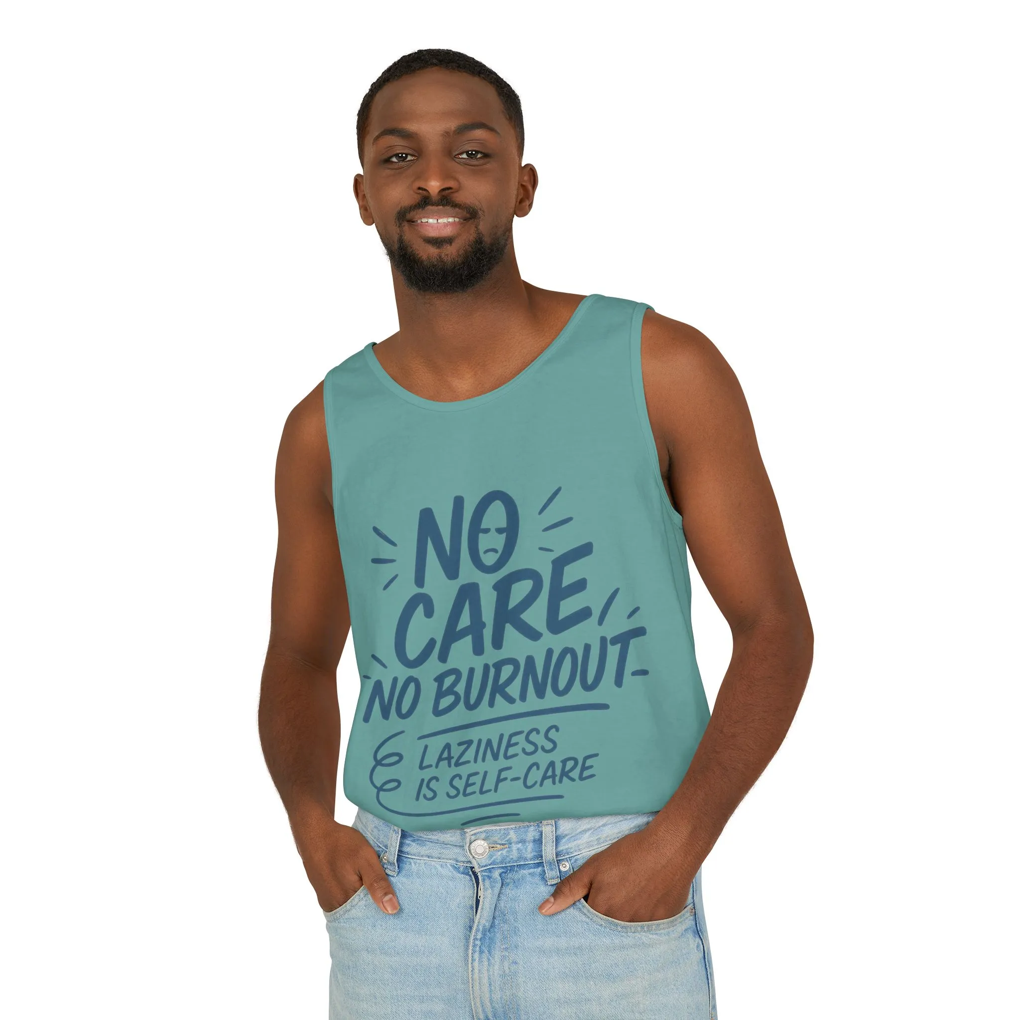 Mens Lazy Life Tank Top, No Care No Burnout Funny Quote, Workout Gym Sleeveless Shirt, Humor Gift for Him, Gift for Mental Health Awareness - Image 15