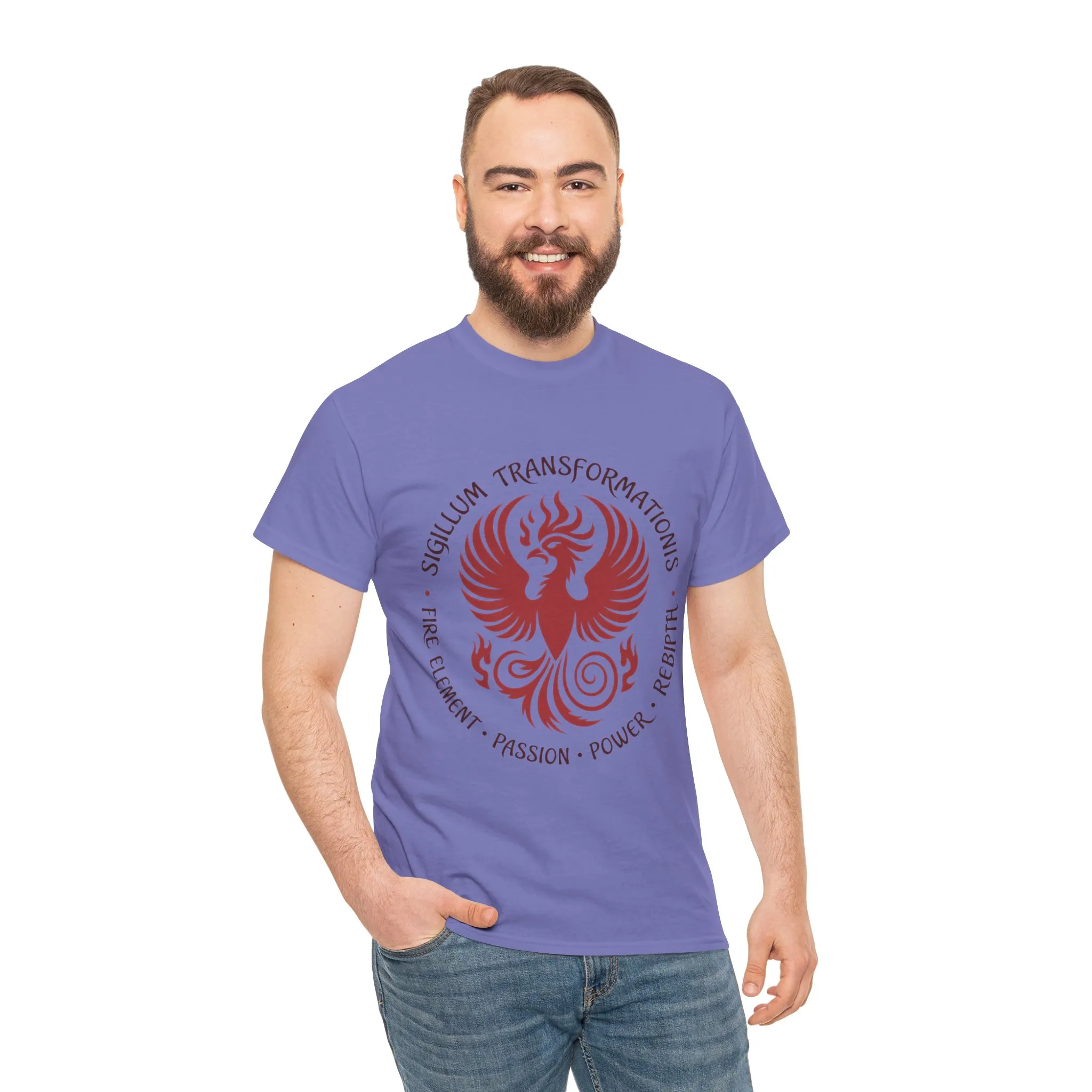 Phoenix Fire Element T-Shirt, Sigillum Transformationis Seal, Passion Power Rebirth Totem, Phoenix Symbol Unisex Tee, Spiritual Tee - Image 36