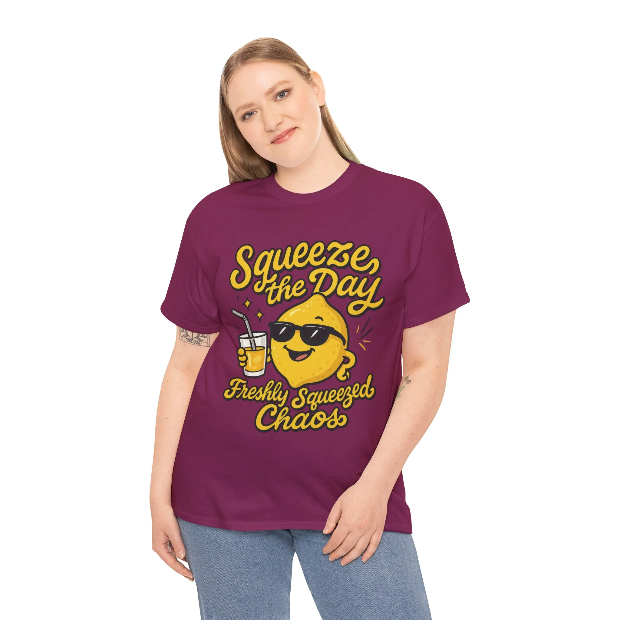 Funny Lemon Shirt for Women - Squeeze The Day Freshly Squeezed Chaos Tee - Cute Positive Citrus Graphic Tee, Fun Summer Tee for Beach Vibes - Image 3