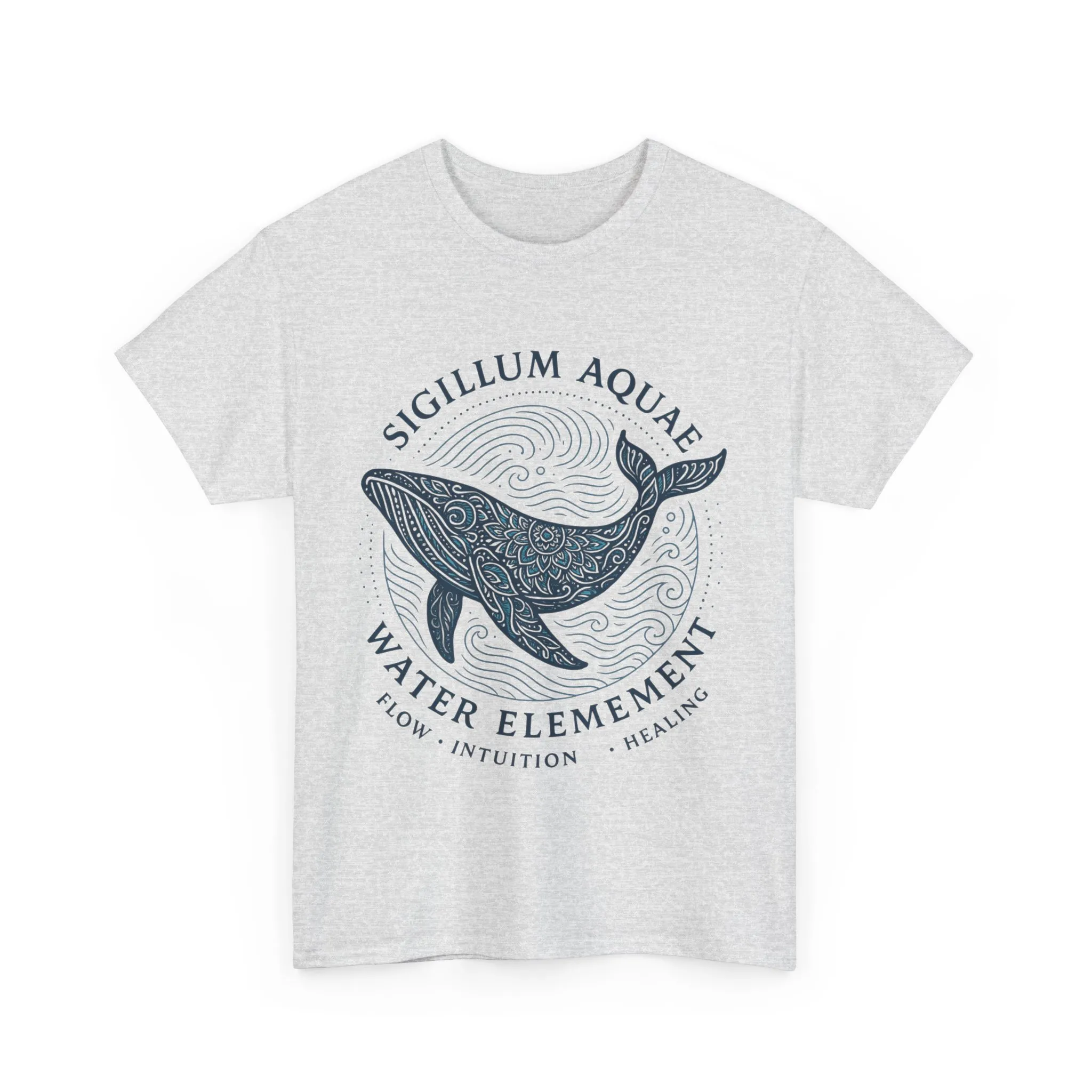 Water Element Whale Tee, Sigillum Aquae Symbol, Flow Intuition Healing, Spiritual Ocean Totem Tee, Nature Energy Shirt, Mindfulness Fashion - Image 5