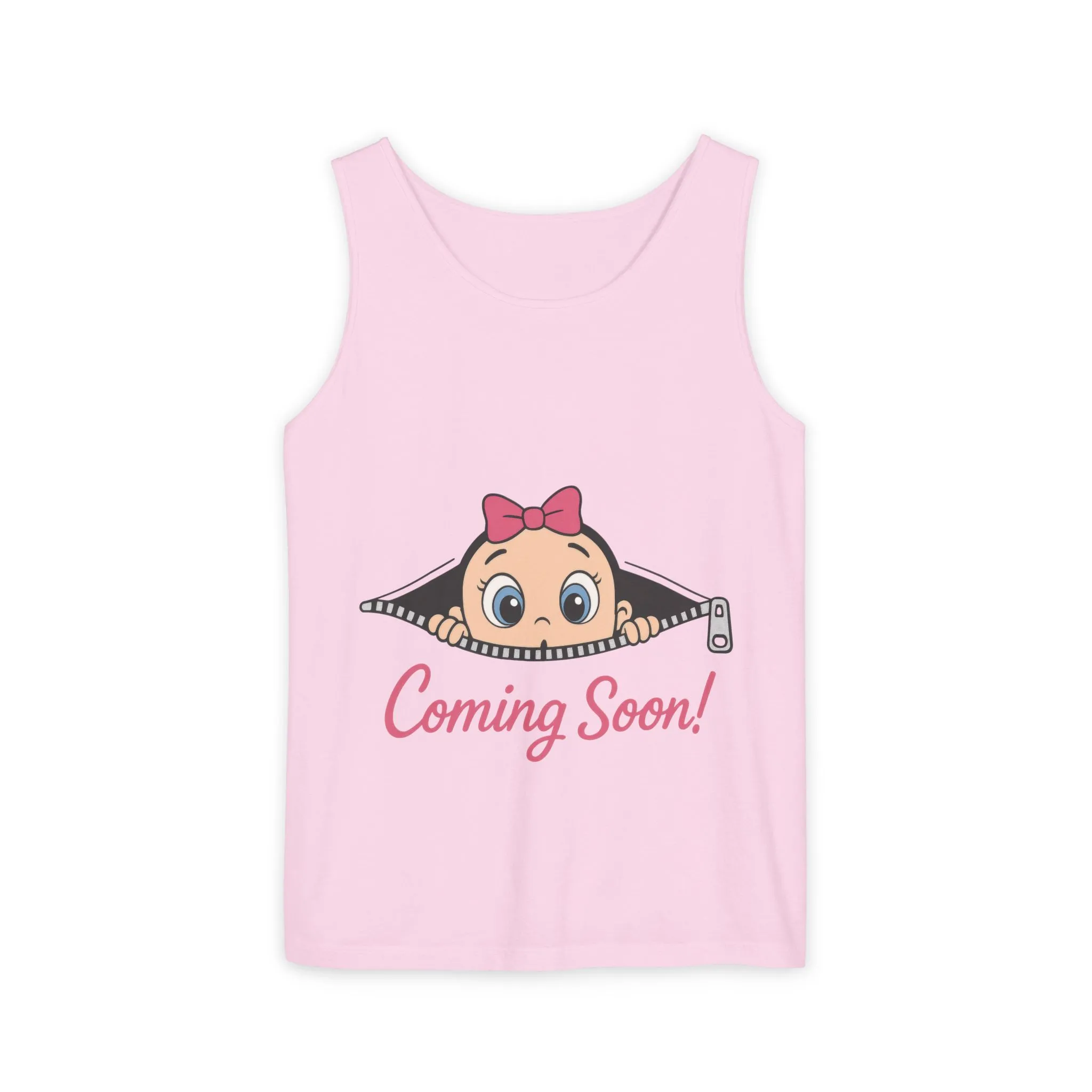 Coming Soon Maternity Tank Top, Cute Baby Girl Pregnancy Announcement Shirt, Expecting Mom Gift, Gender Reveal Tank, Baby Shower Gift - Image 2