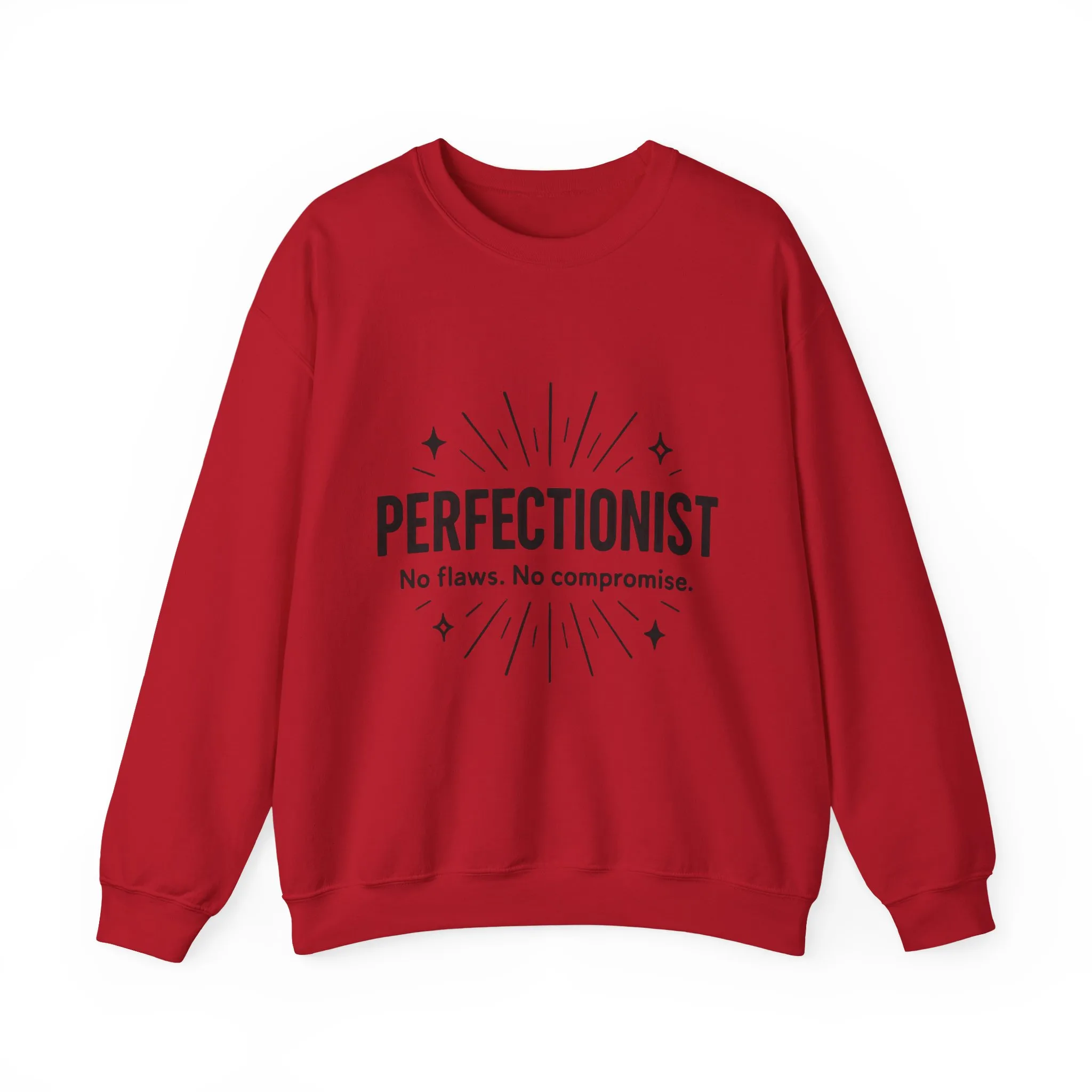 Men's Perfectionist Sweatshirt, Bold No Flaws No Compromise Design, Clean Look Funny Gift for Him, Minimal Black Graphic Pullover - Image 25