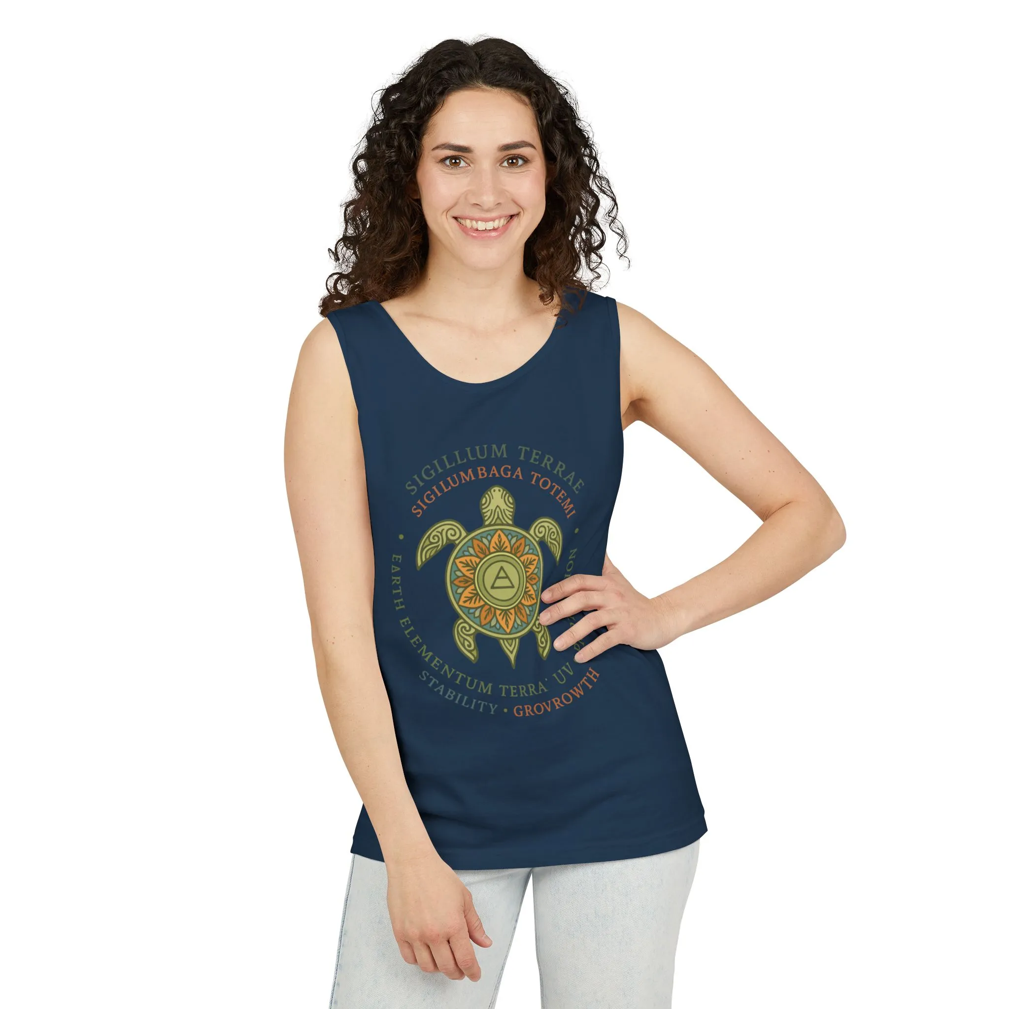 Earth Totem Turtle Womens Tank, Sigillum Terrae Symbol, Elemental Growth Tee, Nature-Inspired Tank Top with Protective Symbol, Beachwear - Image 20